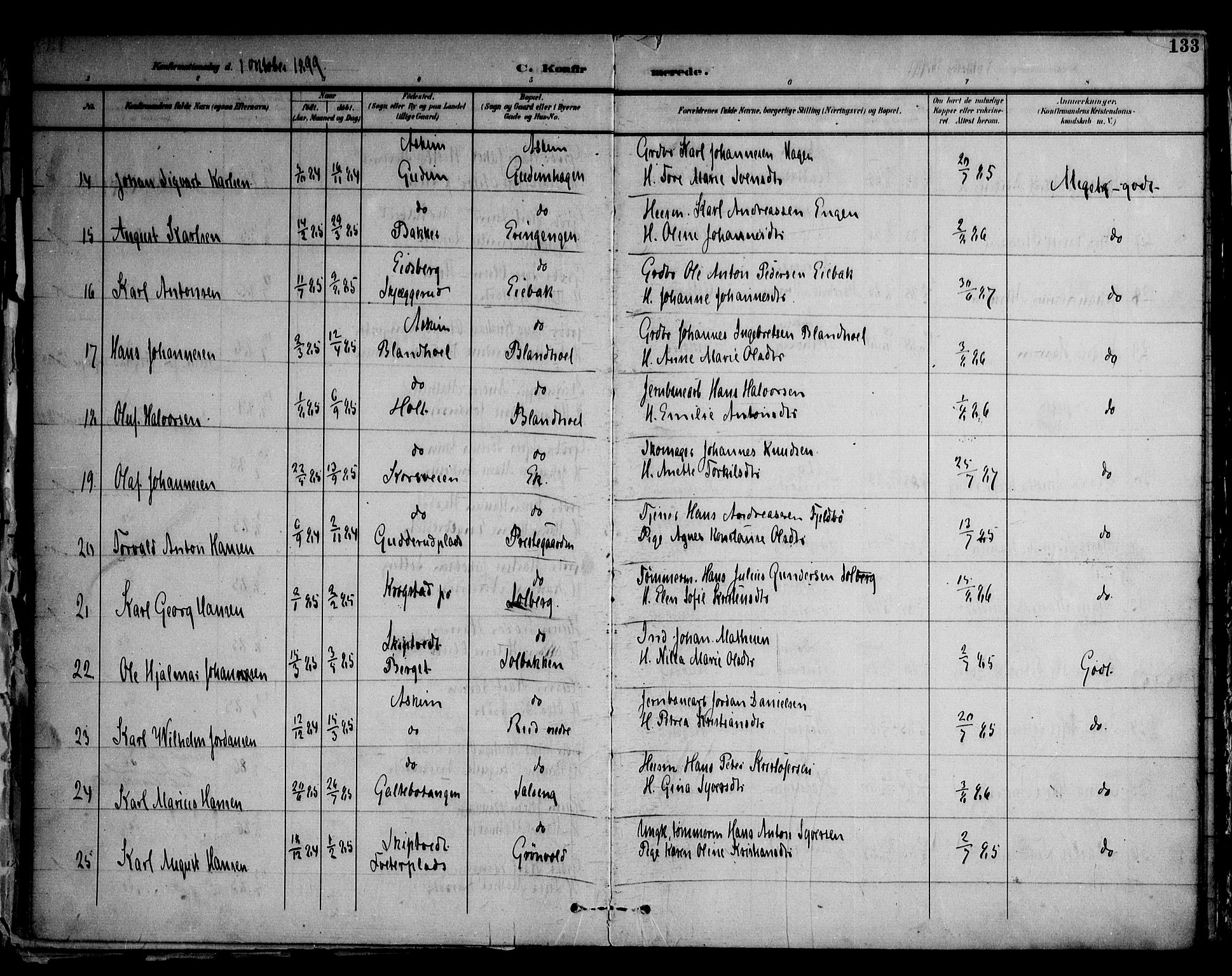 Askim prestekontor Kirkebøker, AV/SAO-A-10900/F/Fa/L0008: Parish register (official) no. 8, 1898-1912, p. 133