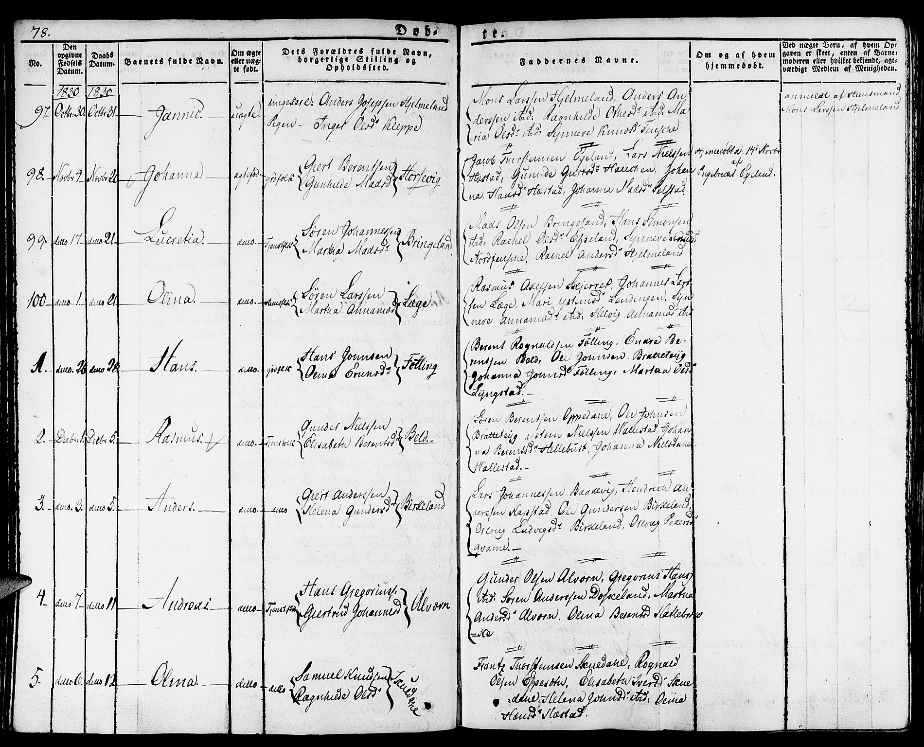 Gaular sokneprestembete, AV/SAB-A-80001/H/Haa: Parish register (official) no. A 3, 1821-1840, p. 78