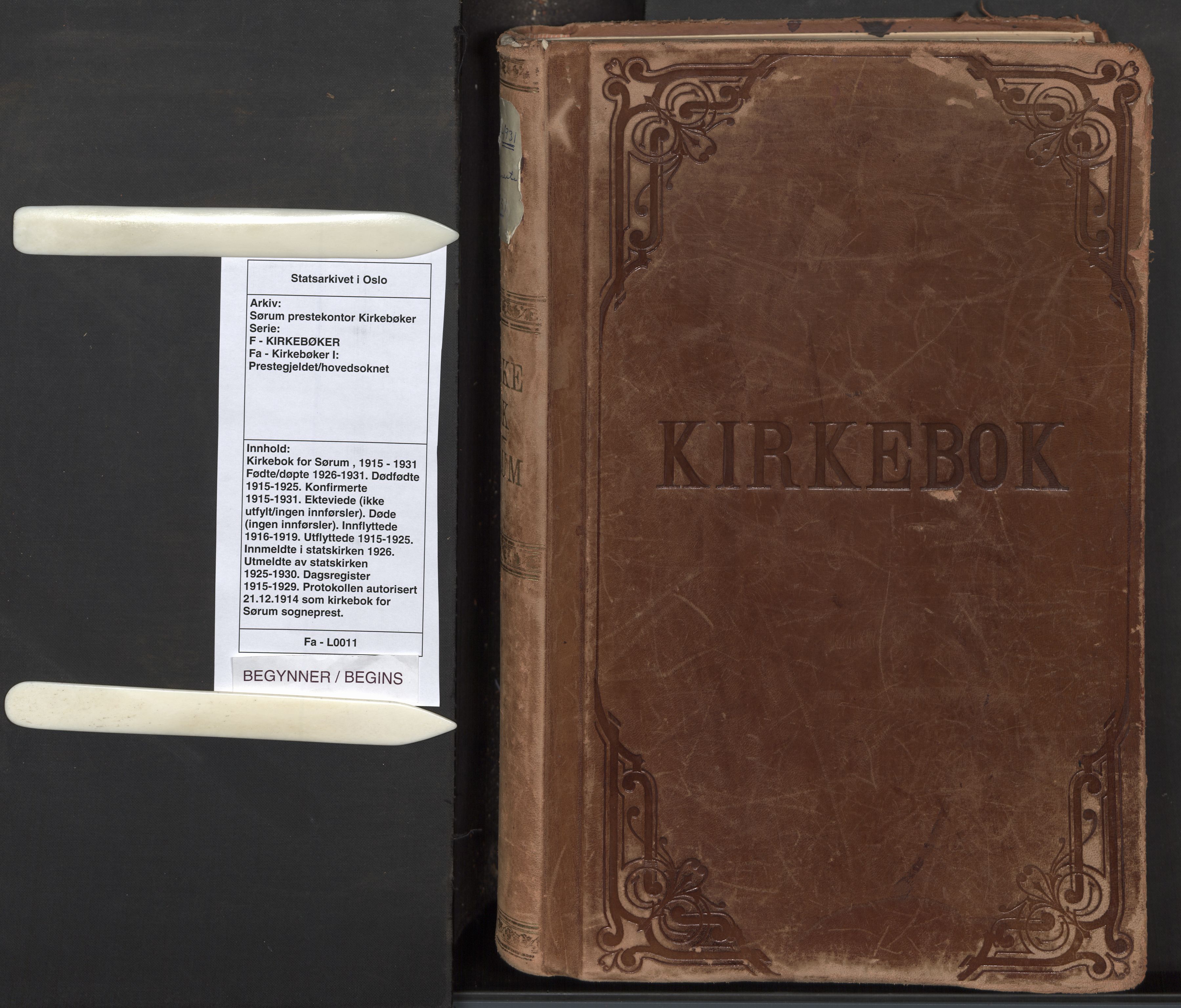 Sørum prestekontor Kirkebøker, SAO/A-10303/F/Fa/L0011: Parish register (official) no. I 11, 1915-1931