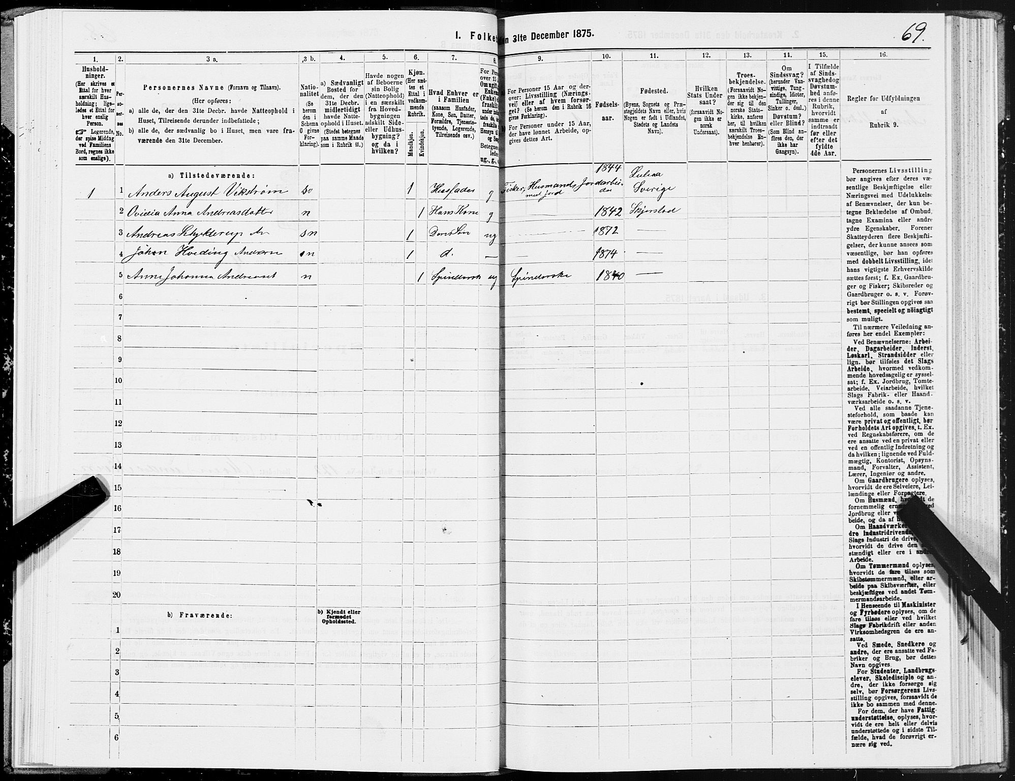 SAT, 1875 census for 1842P Skjerstad, 1875, p. 2069