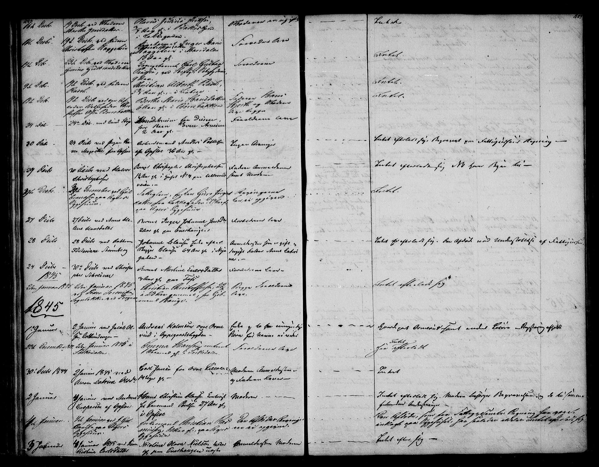 Aker sorenskriveri, AV/SAO-A-10895/H/Ha/Haa/L0002: Dødsanmeldelsesprotokoll, 1839-1850, p. 223-224