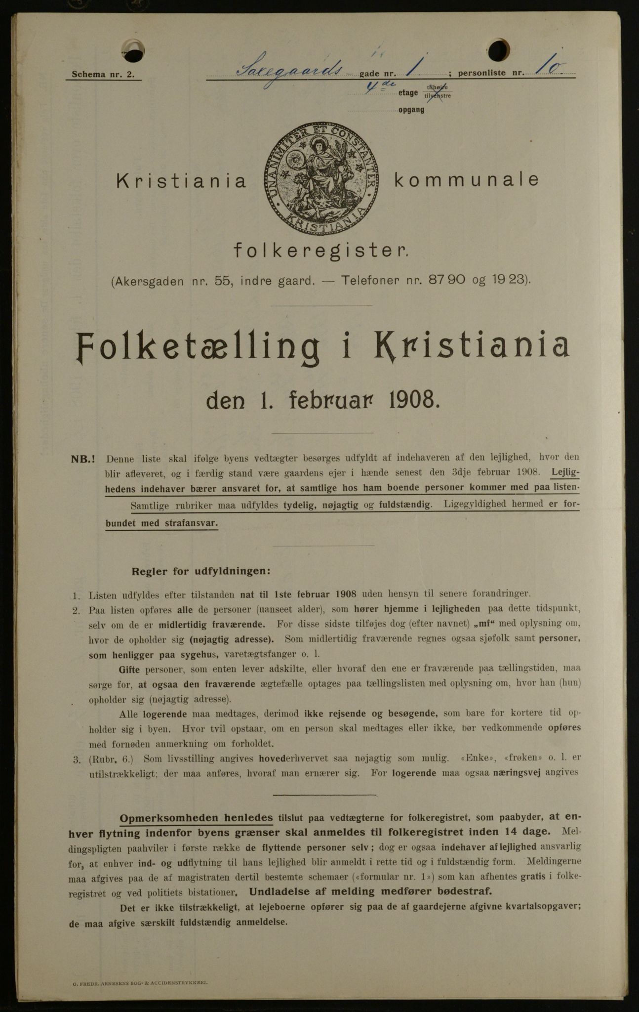 OBA, Municipal Census 1908 for Kristiania, 1908, p. 80464