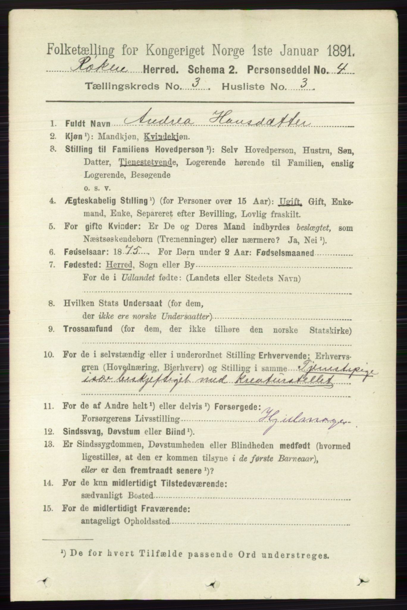 RA, 1891 census for 0627 Røyken, 1891, p. 1210