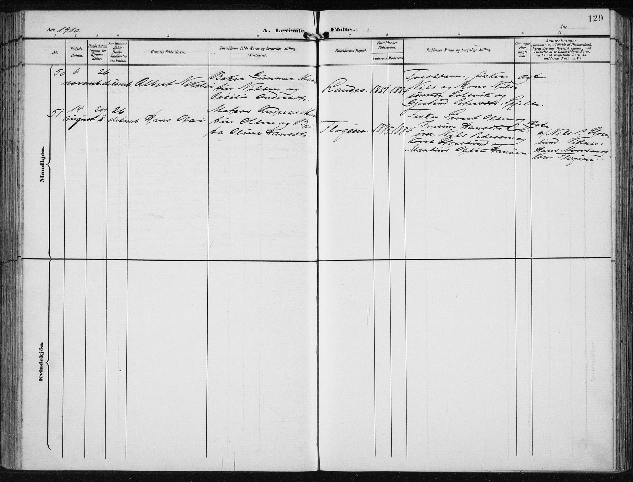 Fjell sokneprestembete, AV/SAB-A-75301/H/Haa: Parish register (official) no. A  9, 1899-1910, p. 129