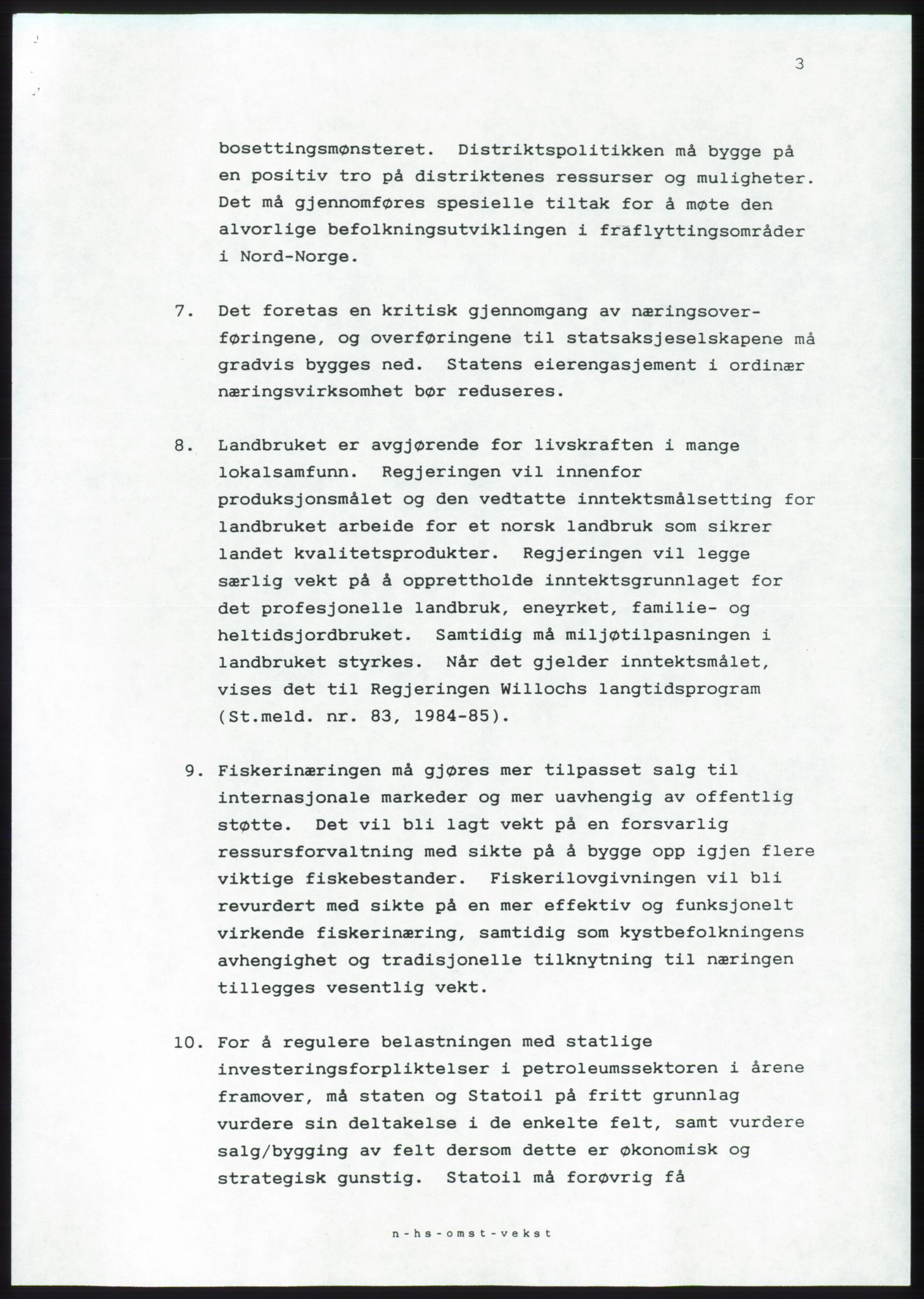 Forhandlingsmøtene 1989 mellom Høyre, KrF og Senterpartiet om dannelse av regjering, AV/RA-PA-0697/A/L0001: Forhandlingsprotokoll med vedlegg, 1989, p. 170