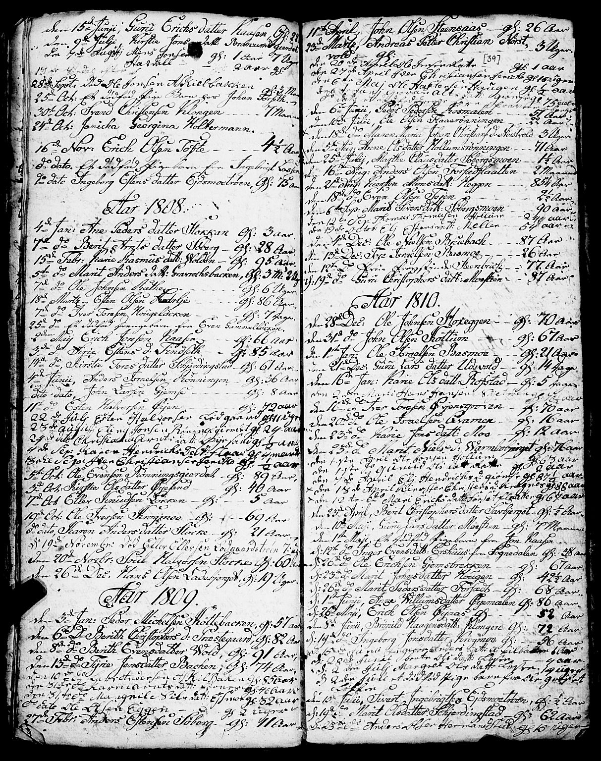 Ministerialprotokoller, klokkerbøker og fødselsregistre - Sør-Trøndelag, SAT/A-1456/691/L1091: Parish register (copy) no. 691C02, 1802-1815, p. 39