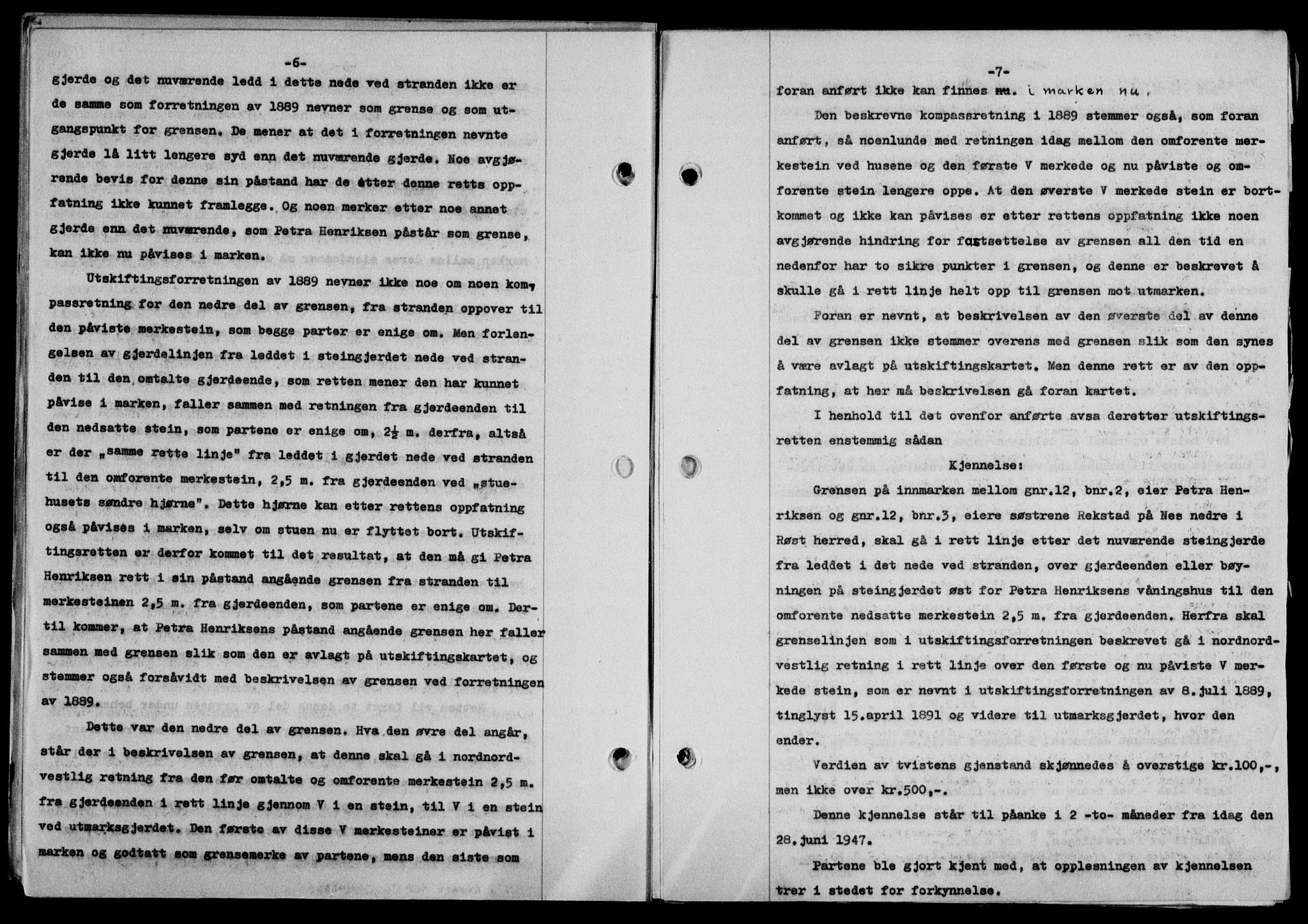 Lofoten sorenskriveri, SAT/A-0017/1/2/2C/L0016a: Mortgage book no. 16a, 1947-1947, Diary no: : 1185/1947