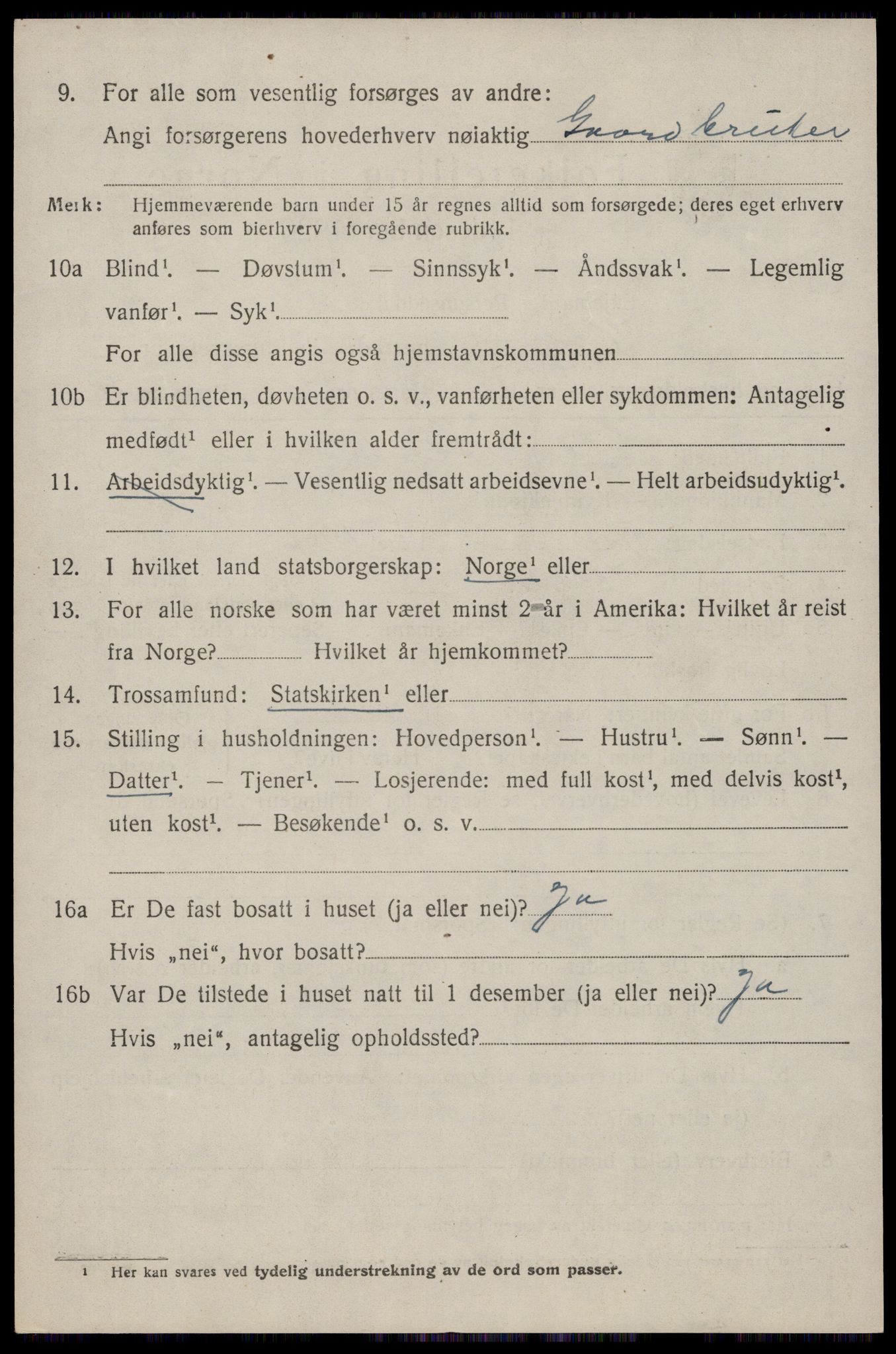 SAST, 1920 census for Klepp, 1920, p. 2587