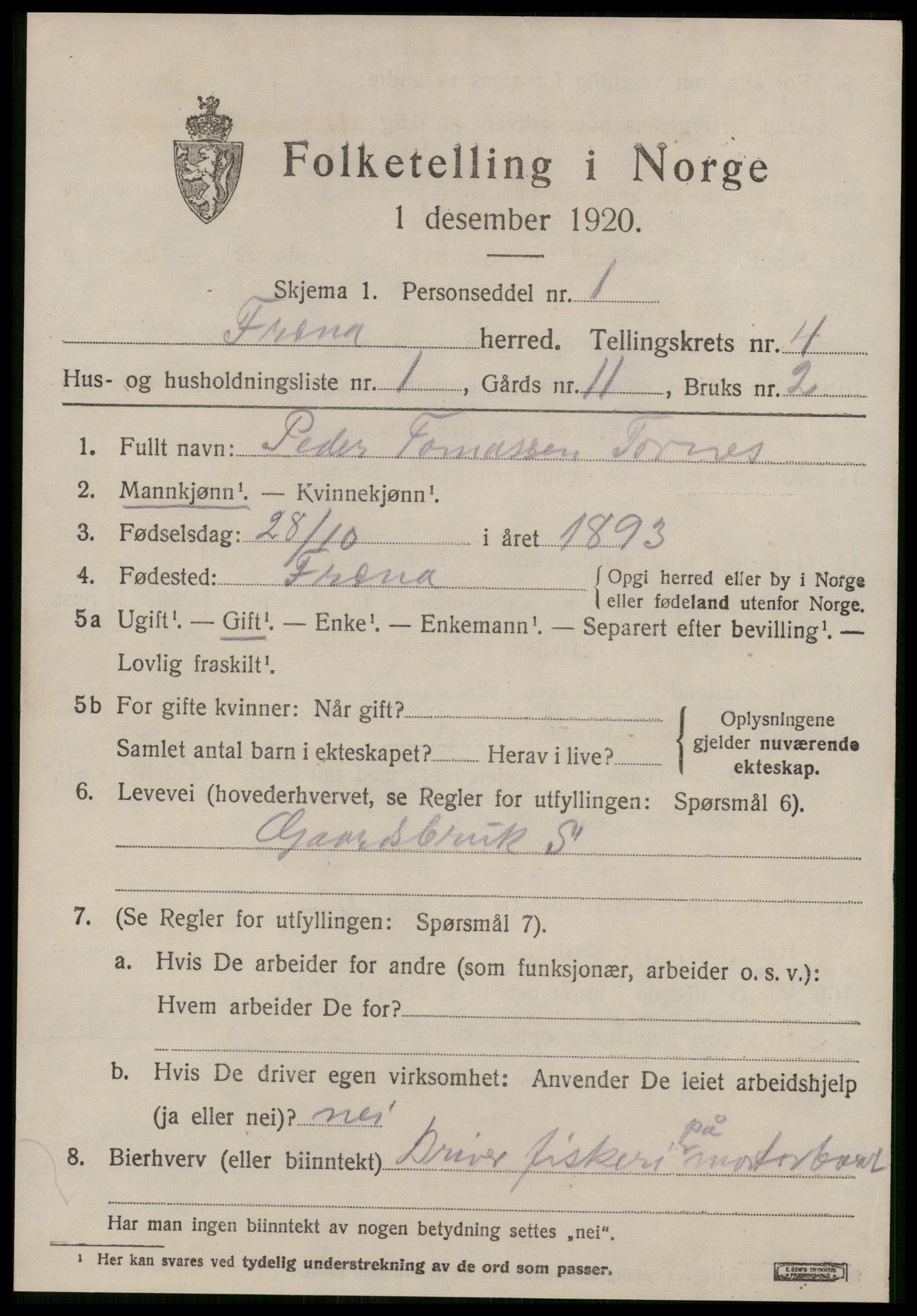 SAT, 1920 census for Fræna, 1920, p. 2777