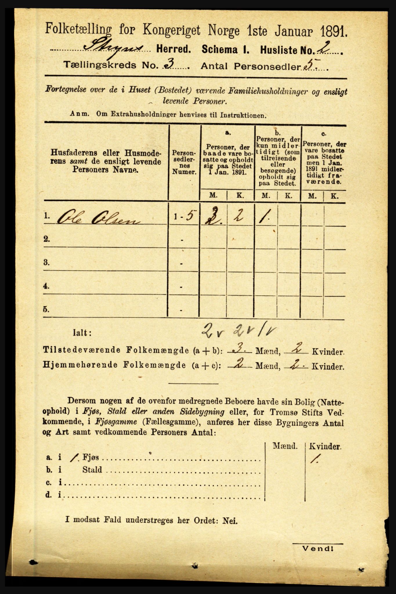 RA, 1891 census for 1448 Stryn, 1891, p. 1018