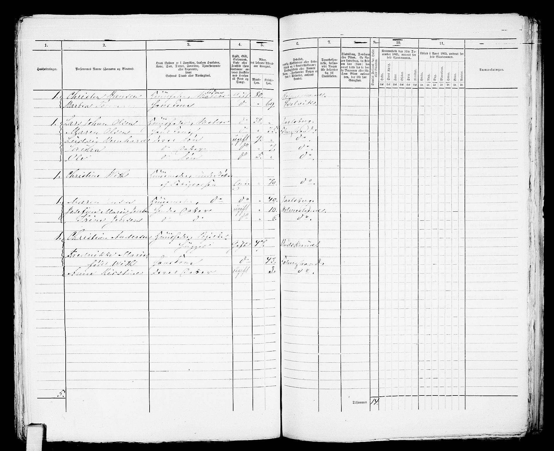RA, 1865 census for Botne/Holmestrand, 1865, p. 305
