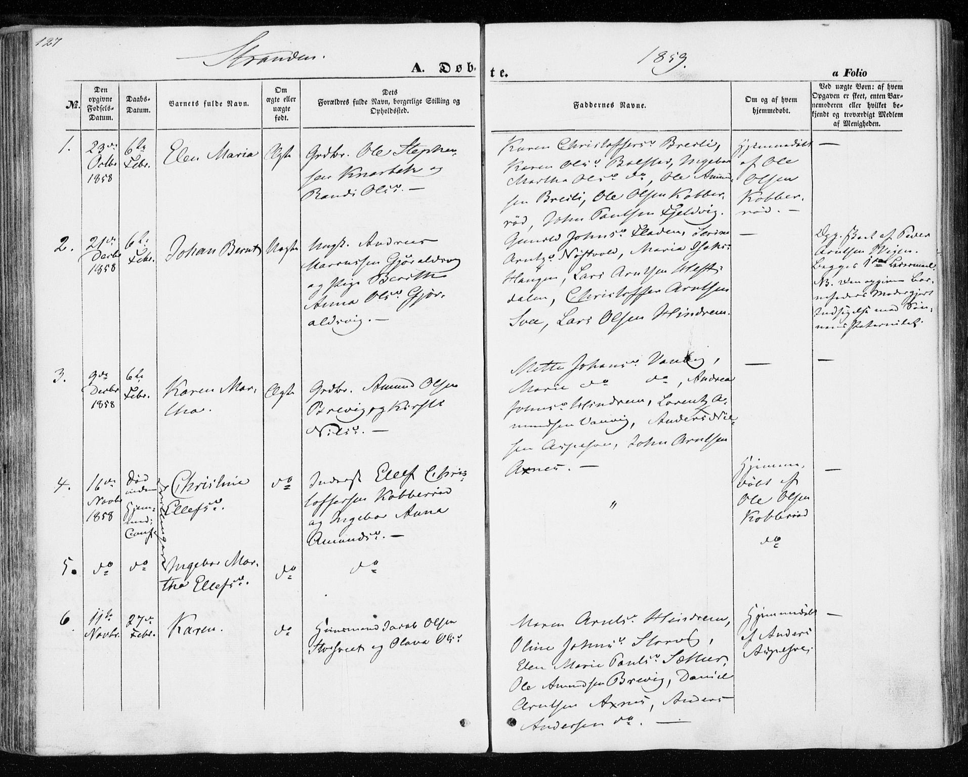 Ministerialprotokoller, klokkerbøker og fødselsregistre - Nord-Trøndelag, SAT/A-1458/701/L0008: Parish register (official) no. 701A08 /2, 1854-1863, p. 127