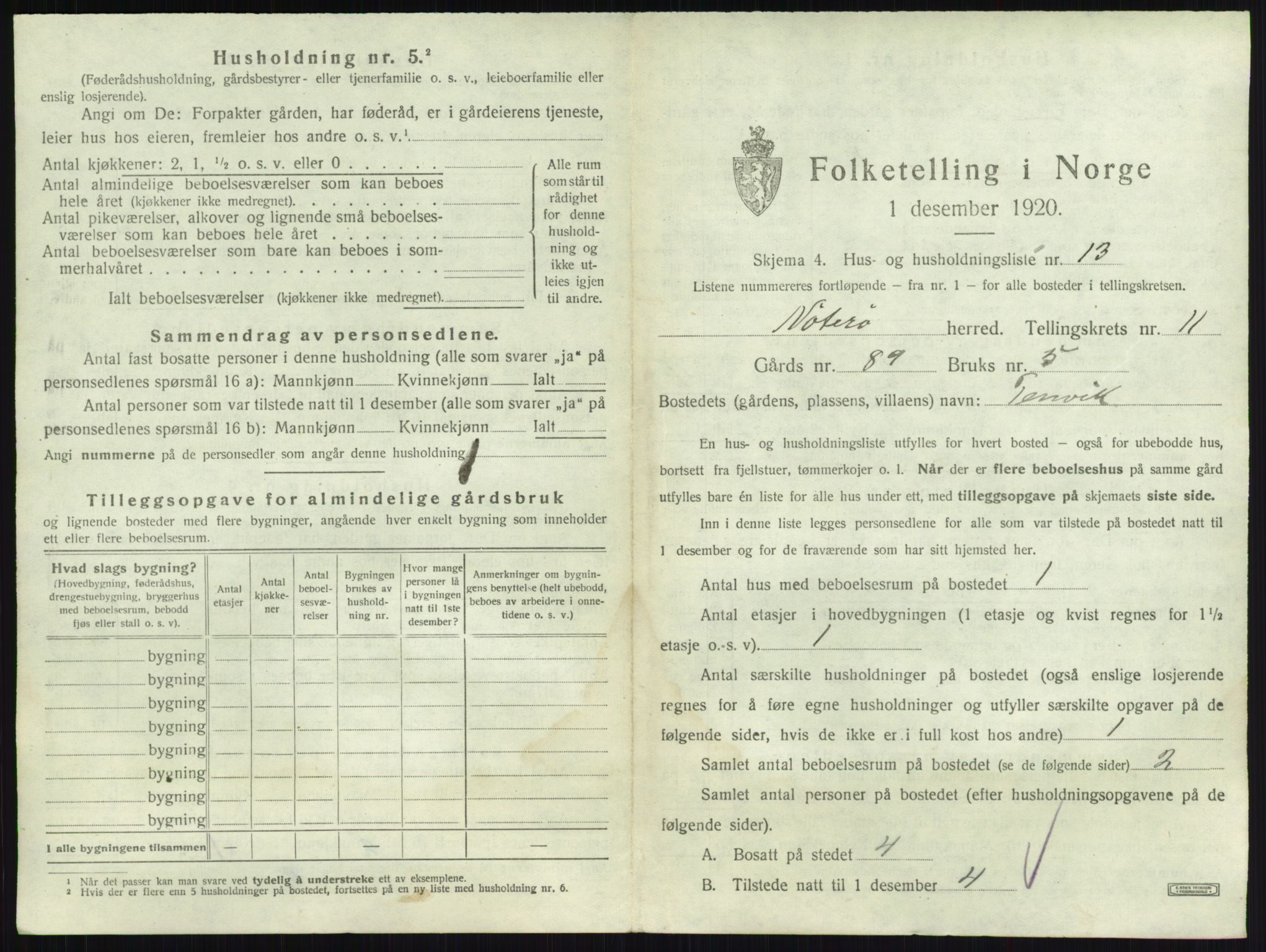 SAKO, 1920 census for Nøtterøy, 1920, p. 2234
