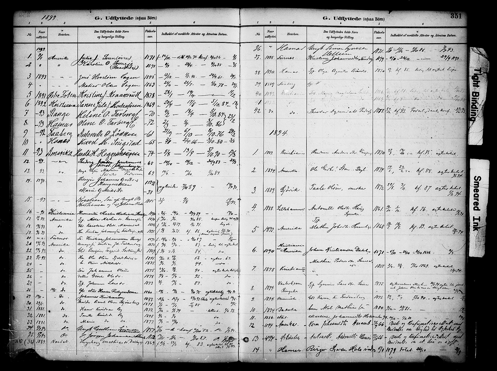 Ringsaker prestekontor, AV/SAH-PREST-014/K/Ka/L0017: Parish register (official) no. 17, 1891-1902, p. 351