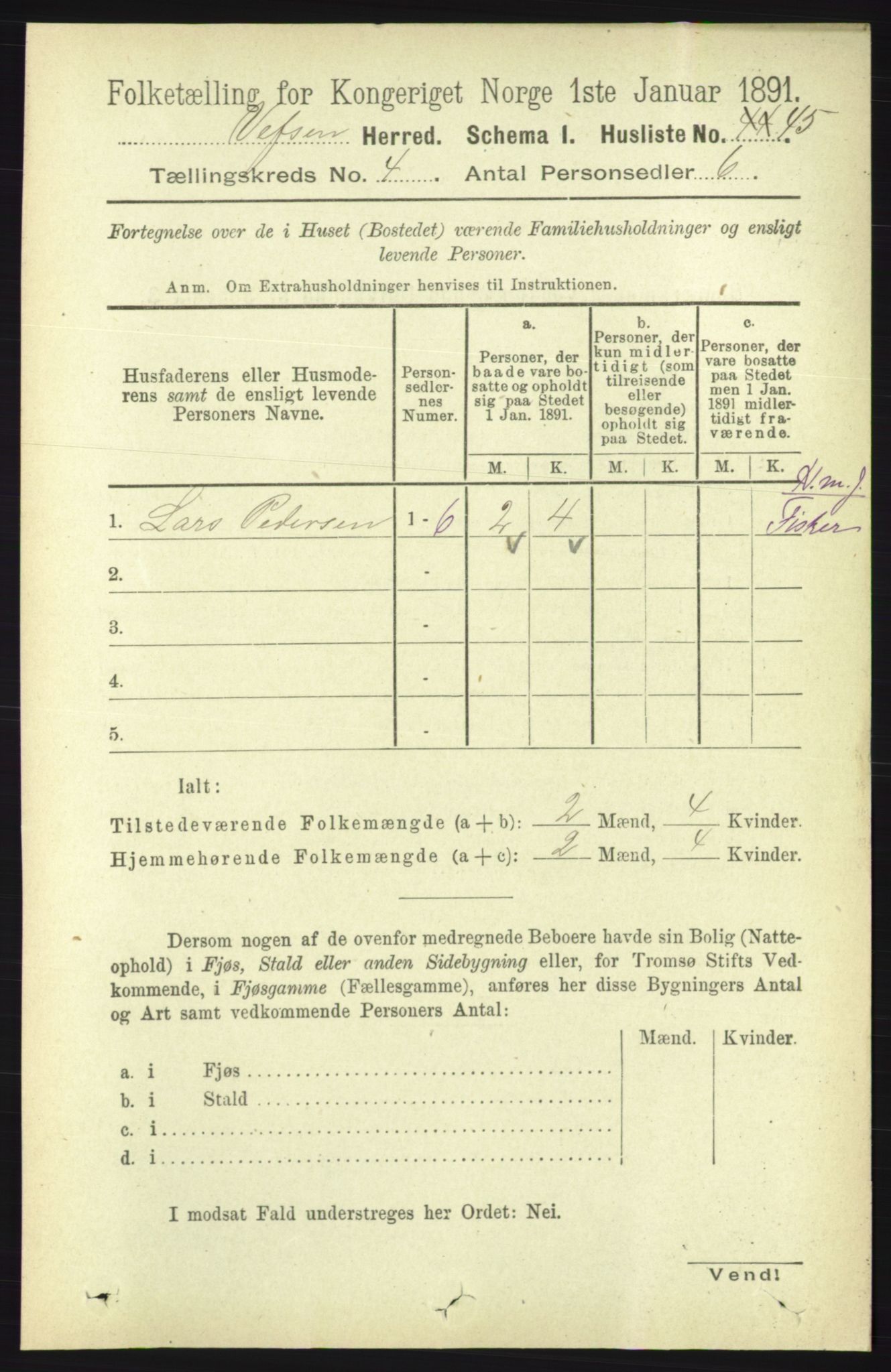 RA, 1891 census for 1824 Vefsn, 1891, p. 1607