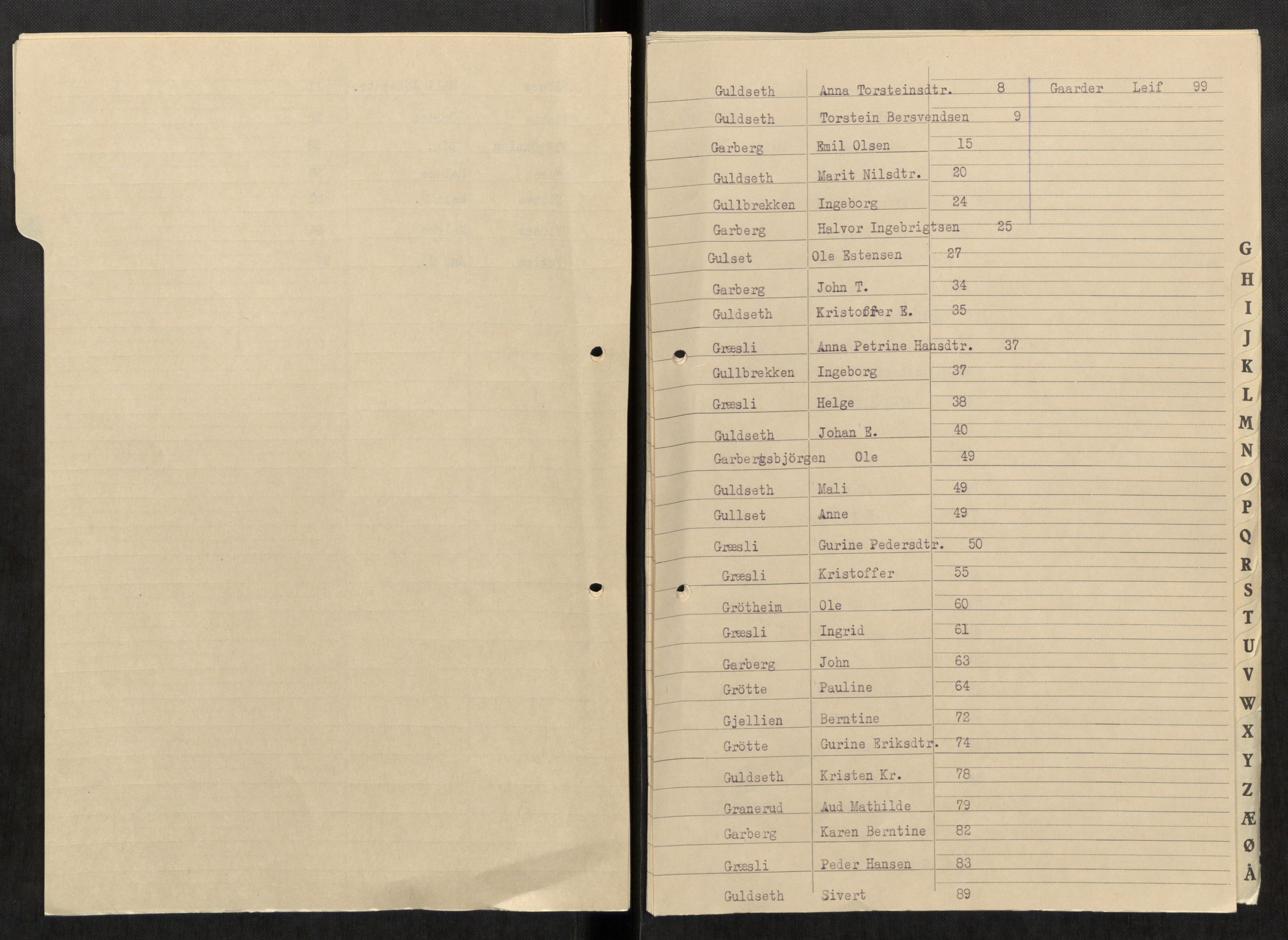 Selbu lensmannskontor, SAT/A-1081/2/G/Ga/L0009: Register over dødsfallsprotokoller , 1911-1962