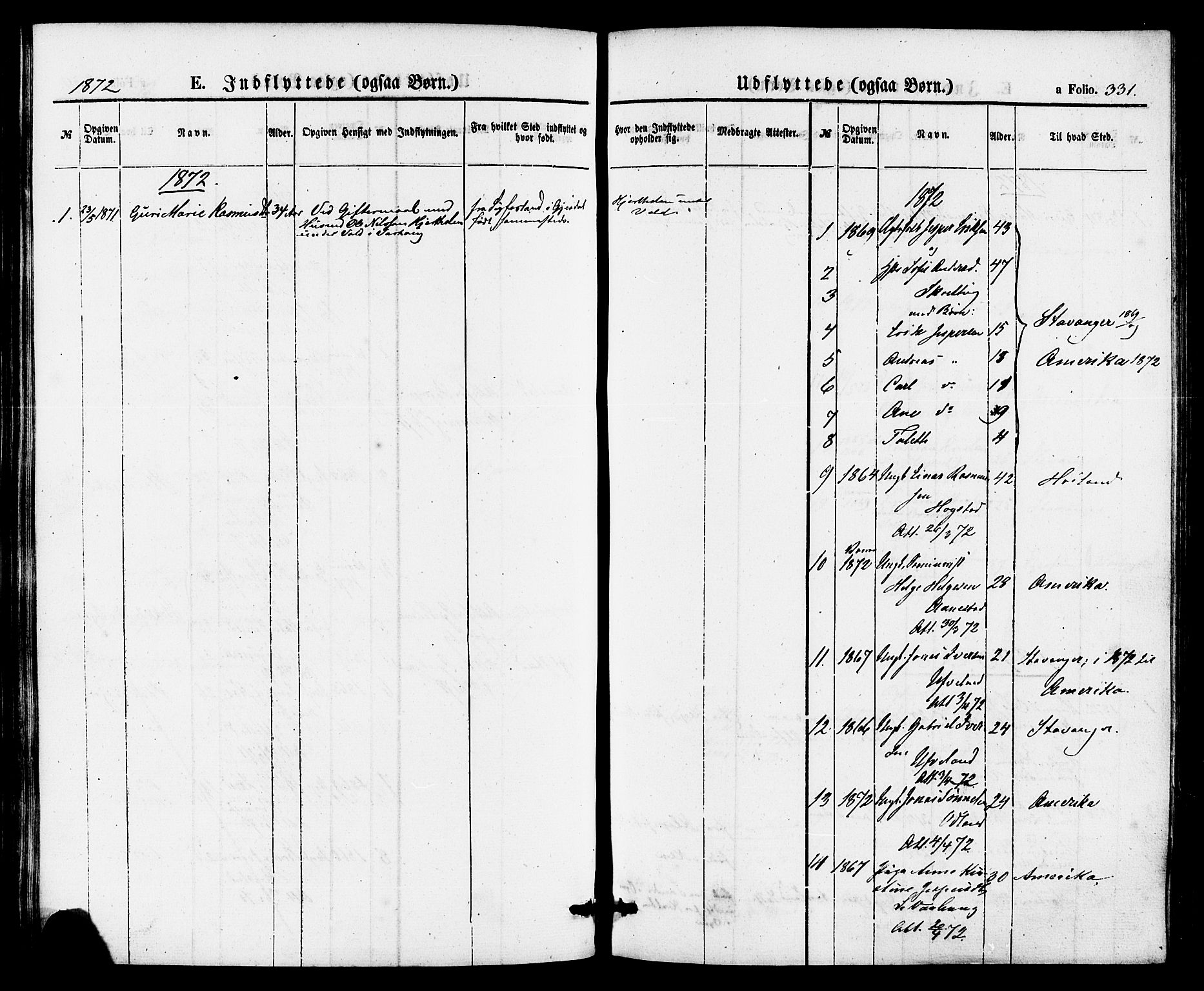 Hå sokneprestkontor, AV/SAST-A-101801/001/30BA/L0009: Parish register (official) no. A 8, 1855-1878, p. 331