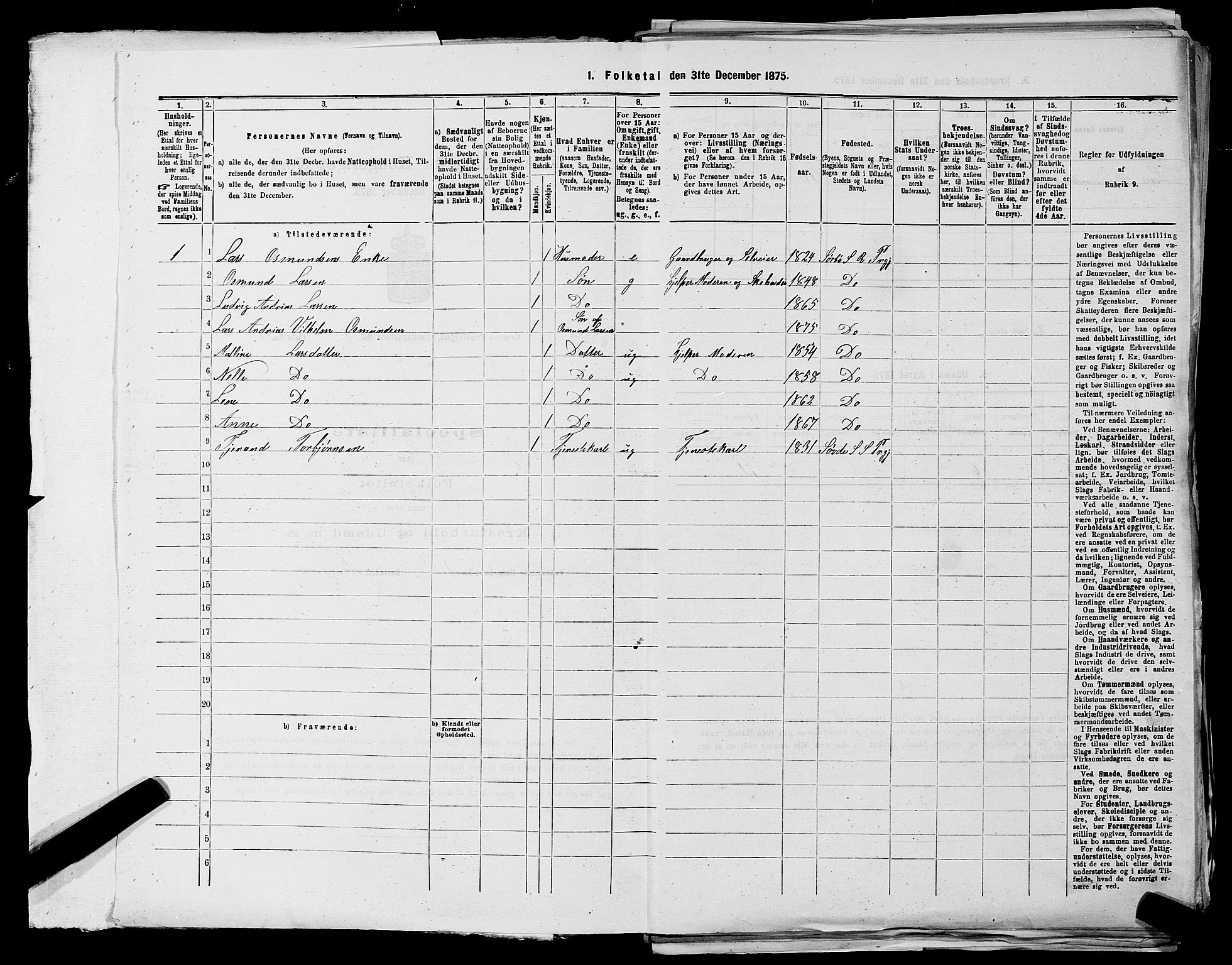 SAST, 1875 census for 1142P Rennesøy, 1875, p. 38