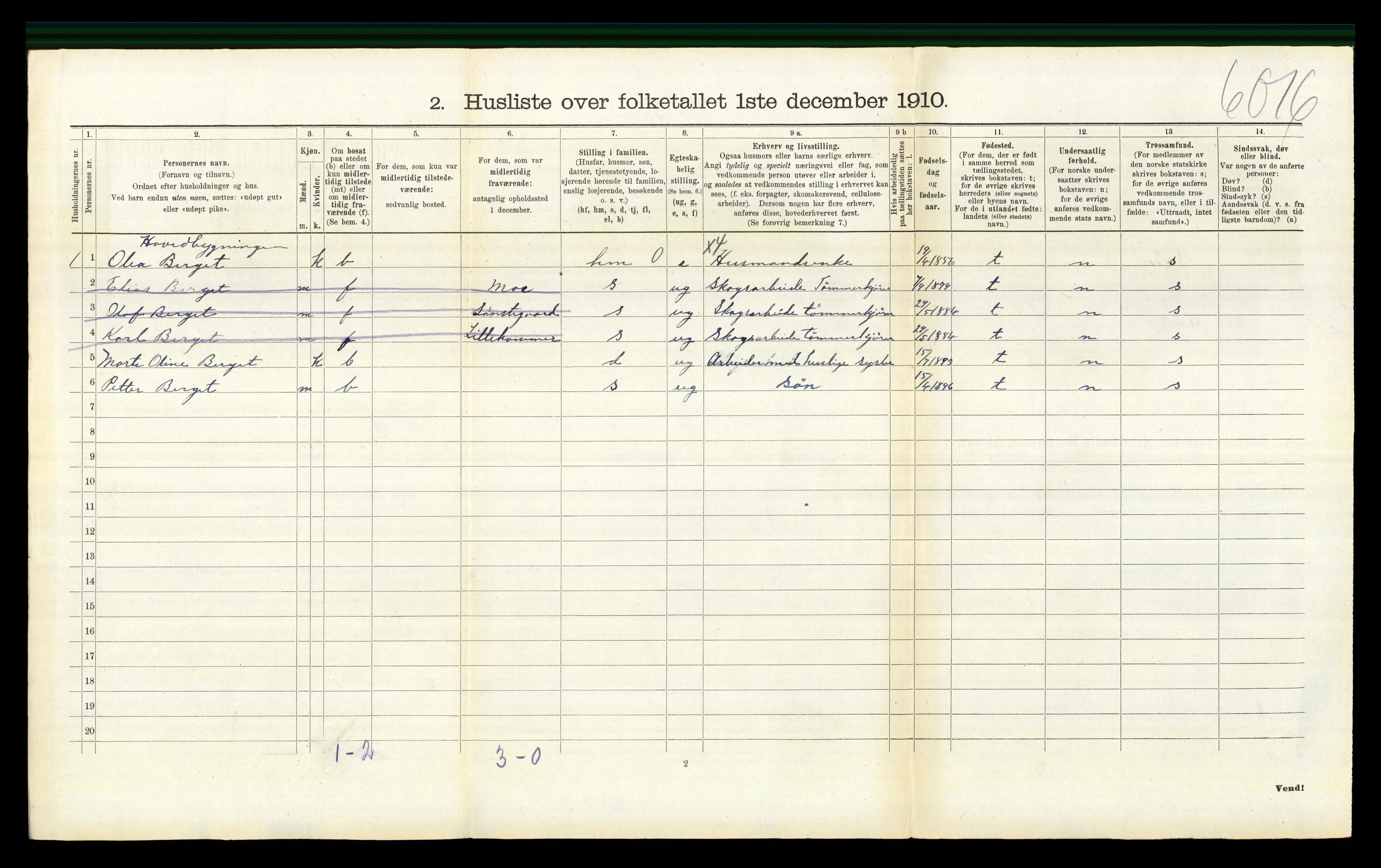 RA, 1910 census for Vestre Gausdal, 1910, p. 766