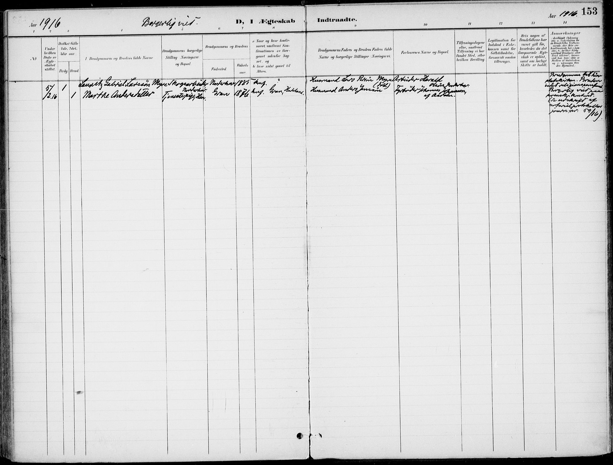 Ådal kirkebøker, SAKO/A-248/F/Fb/L0002: Parish register (official) no. II 2, 1898-1917, p. 153
