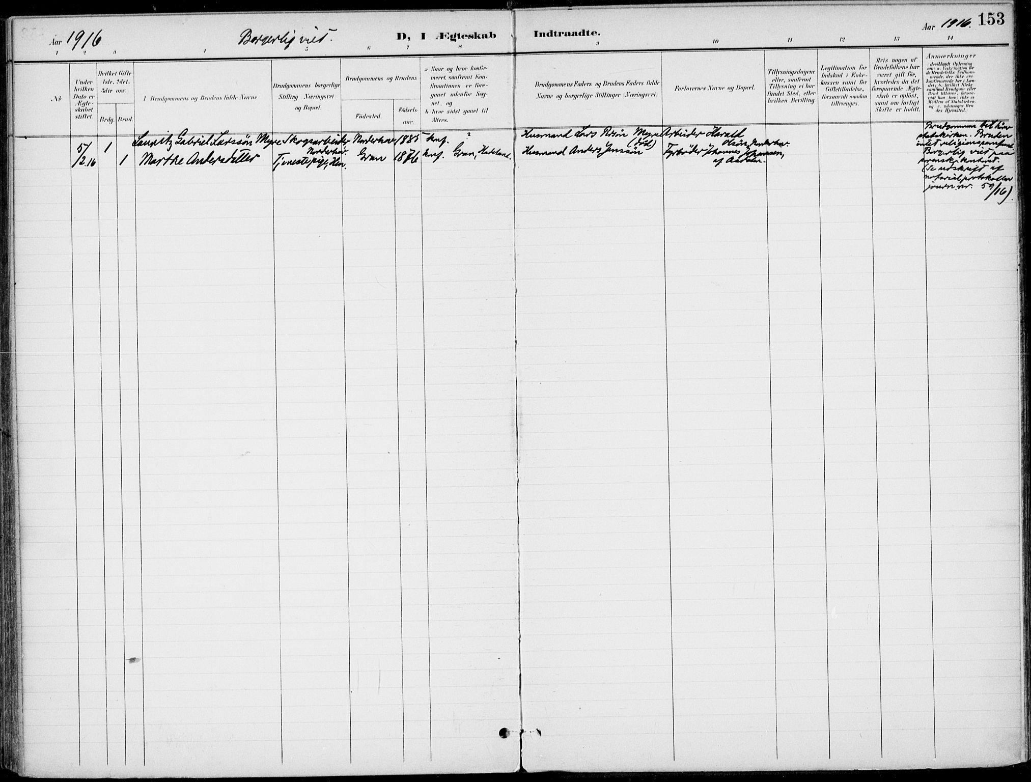 Ådal kirkebøker, AV/SAKO-A-248/F/Fb/L0002: Parish register (official) no. II 2, 1898-1917, p. 153