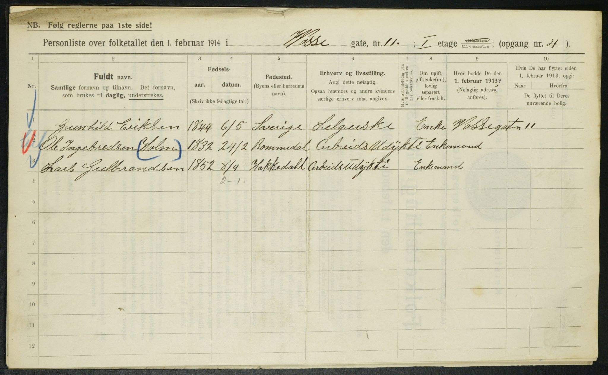 OBA, Municipal Census 1914 for Kristiania, 1914, p. 126467