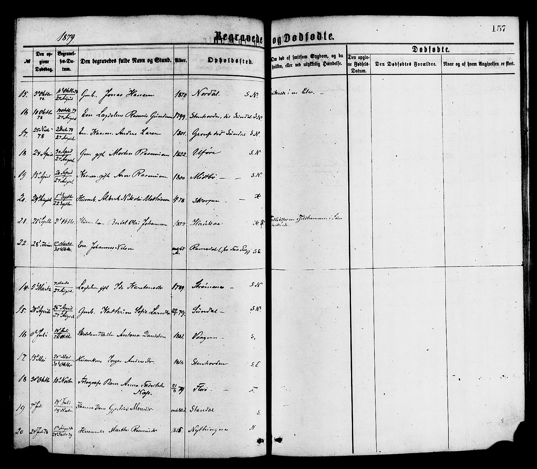 Kinn sokneprestembete, SAB/A-80801/H/Haa/Haaa/L0013: Parish register (official) no. A 13, 1870-1885, p. 157