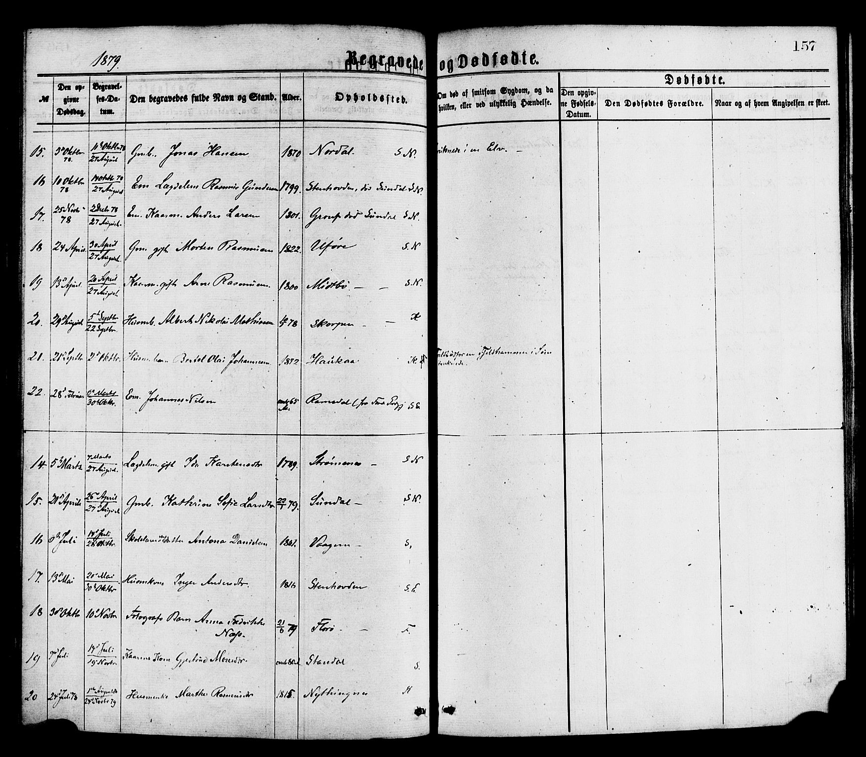 Kinn sokneprestembete, AV/SAB-A-80801/H/Haa/Haaa/L0013: Parish register (official) no. A 13, 1870-1885, p. 157