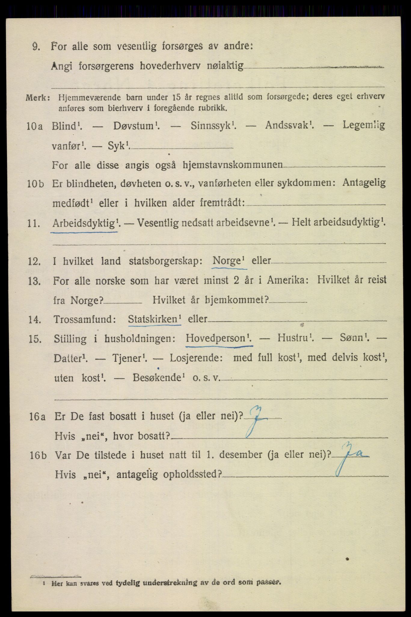 SAK, 1920 census for Gyland, 1920, p. 2205