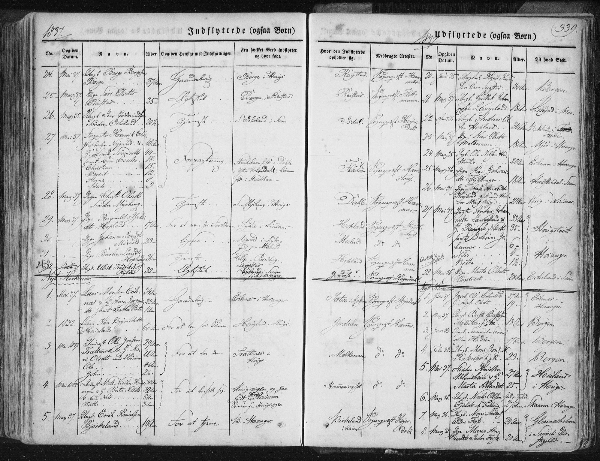 Hamre sokneprestembete, AV/SAB-A-75501/H/Ha/Haa/Haaa/L0012: Parish register (official) no. A 12, 1834-1845, p. 339