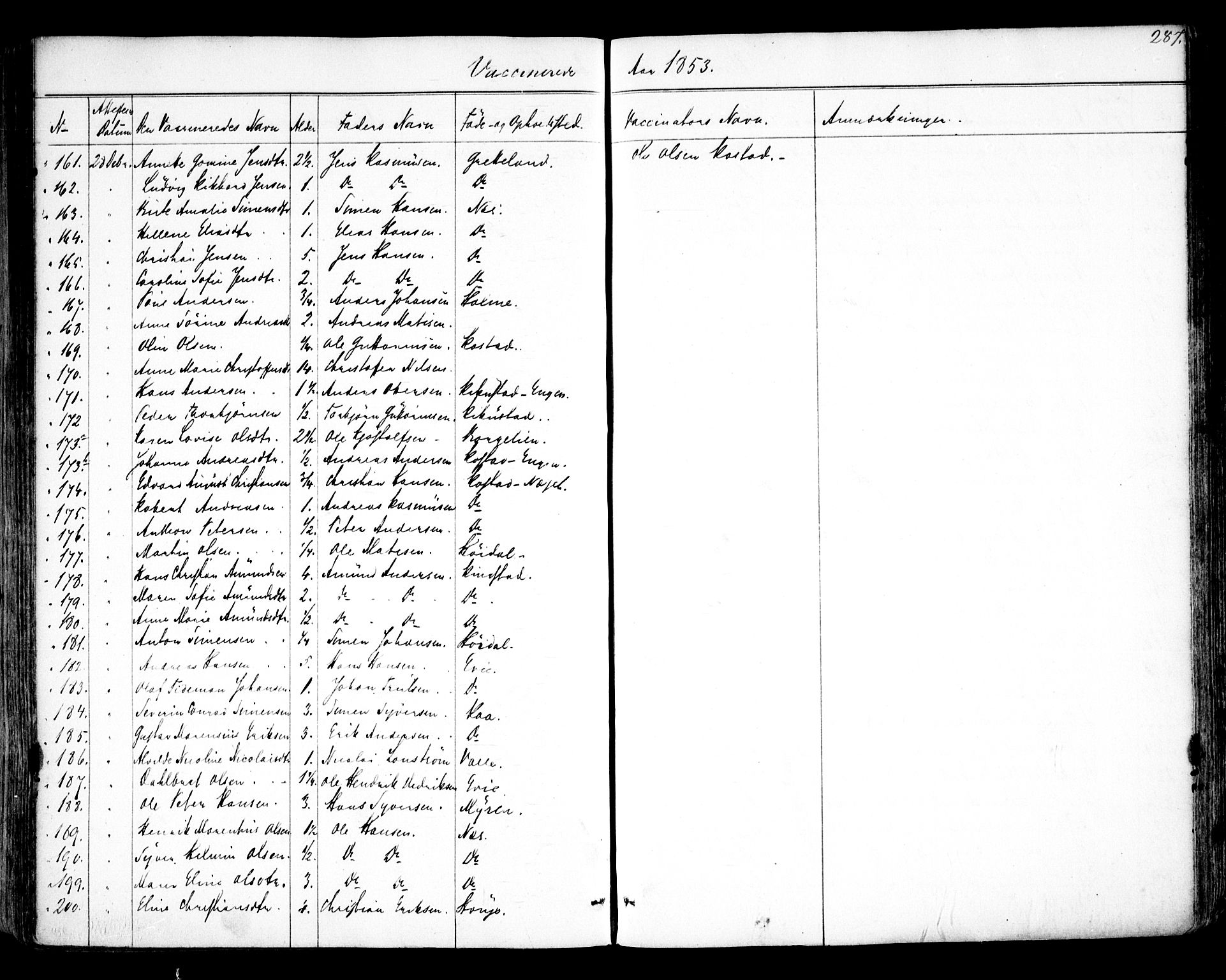 Tune prestekontor Kirkebøker, AV/SAO-A-2007/F/Fa/L0011: Parish register (official) no. 11, 1852-1856, p. 287