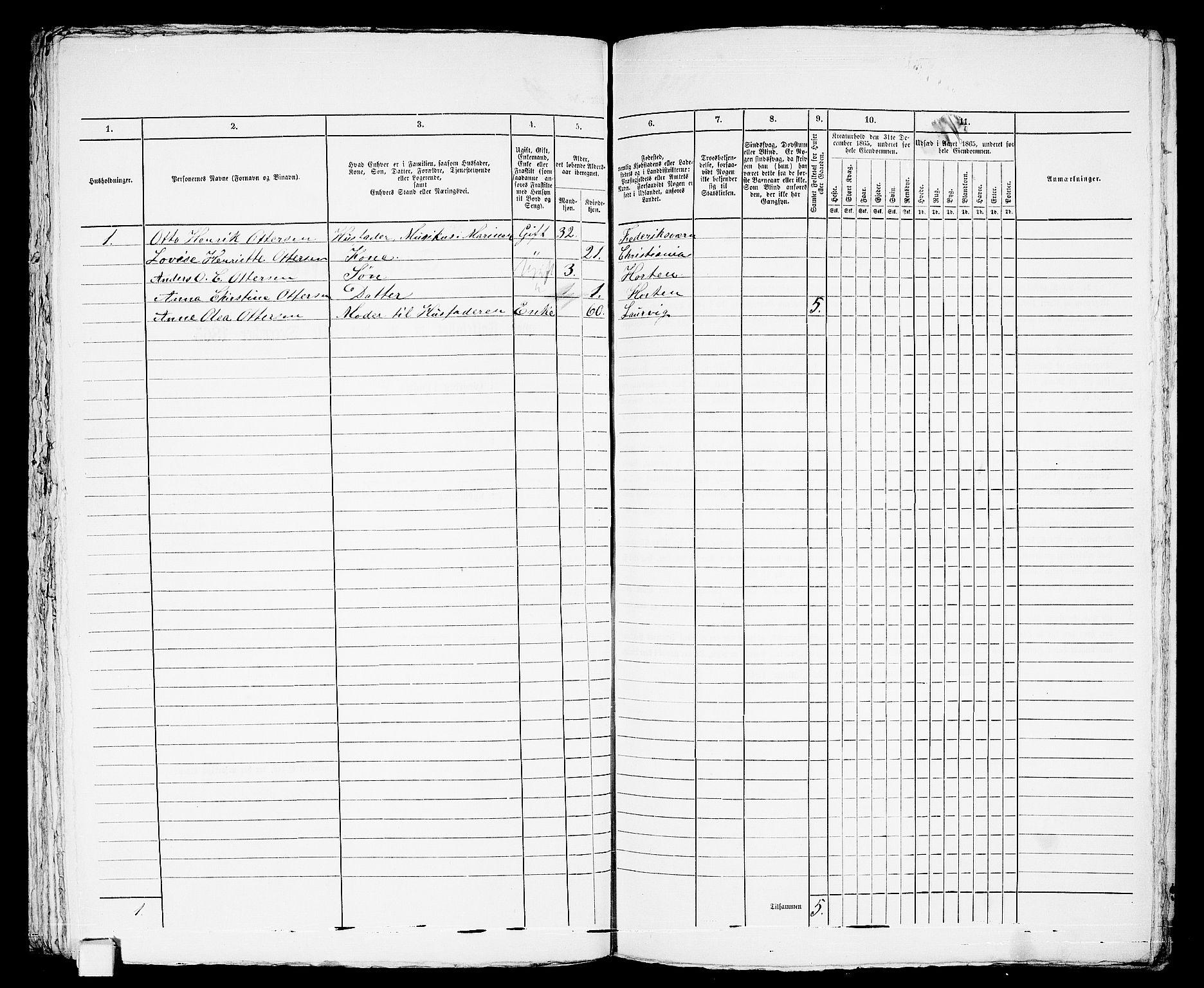 RA, 1865 census for Horten, 1865, p. 228