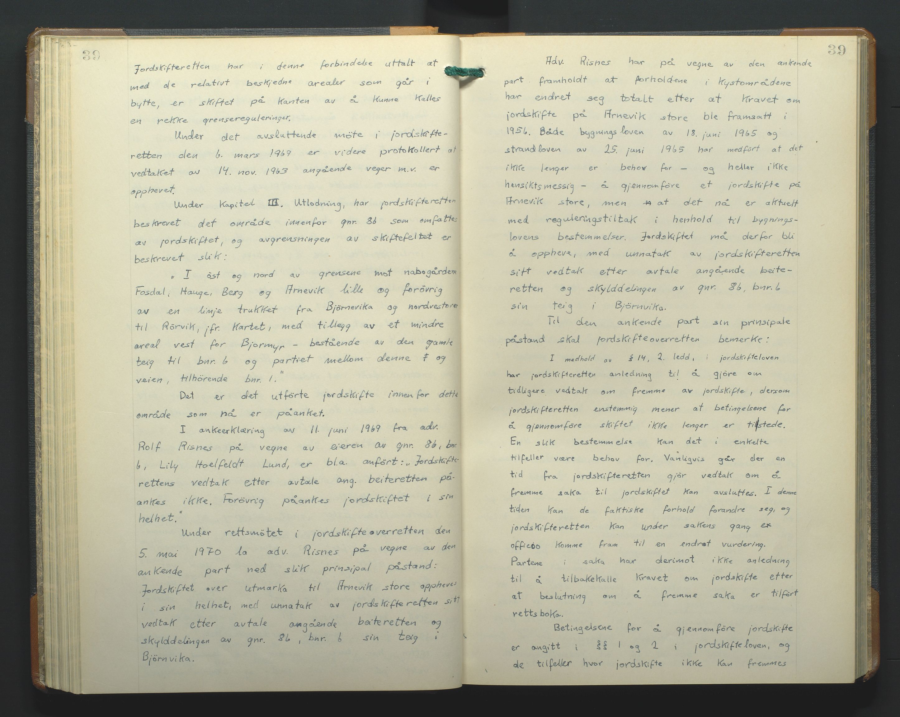 Jordskifteoverdommeren i Agder og Rogaland, AV/SAK-1541-0001/F/Fa/Faa/L0003: Overutskiftningsprotokoll Sand sorenskriveri nr 3, 1927-1974, p. 39