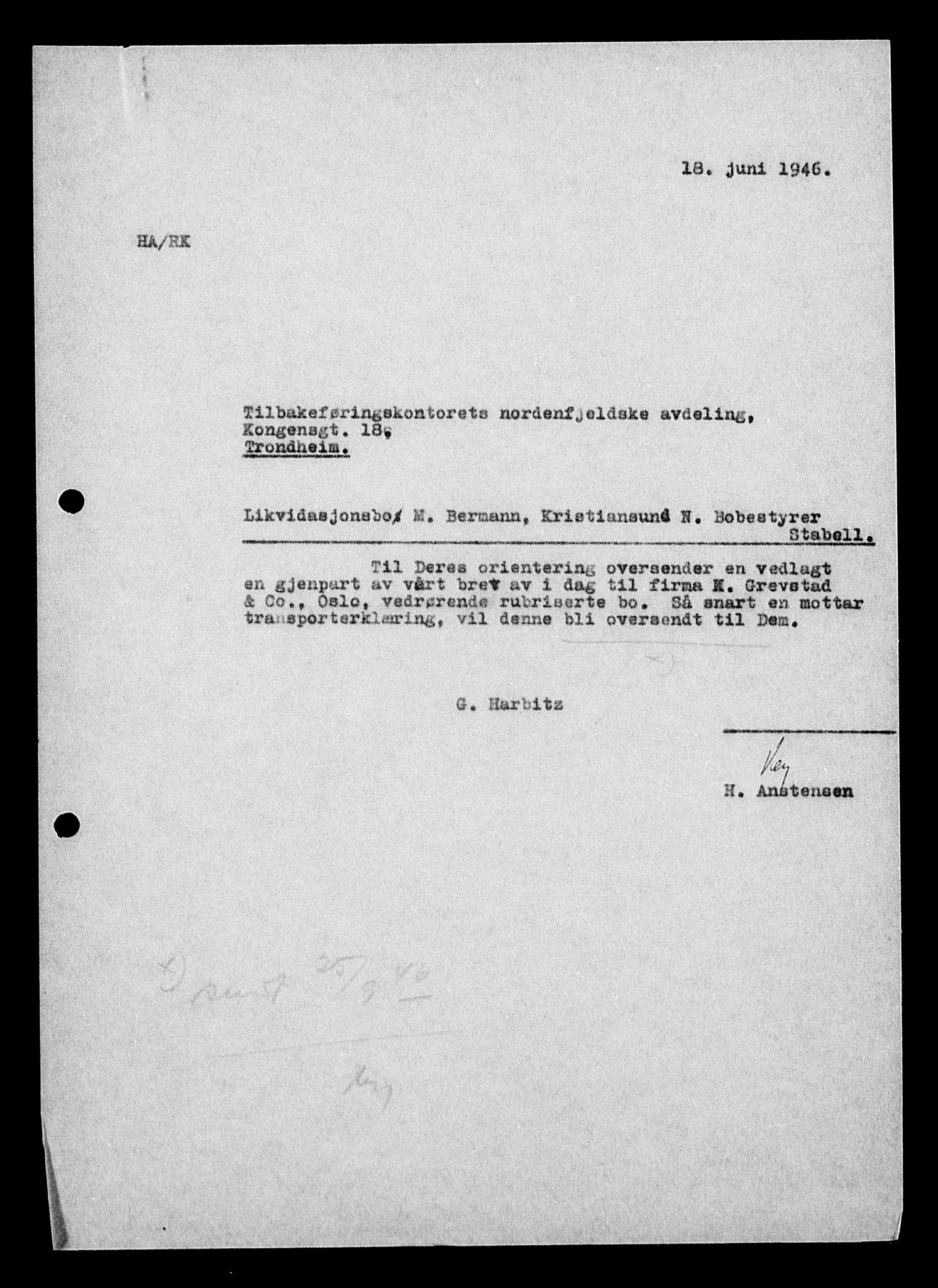 Justisdepartementet, Tilbakeføringskontoret for inndratte formuer, AV/RA-S-1564/H/Hc/Hcb/L0910: --, 1945-1947, p. 226