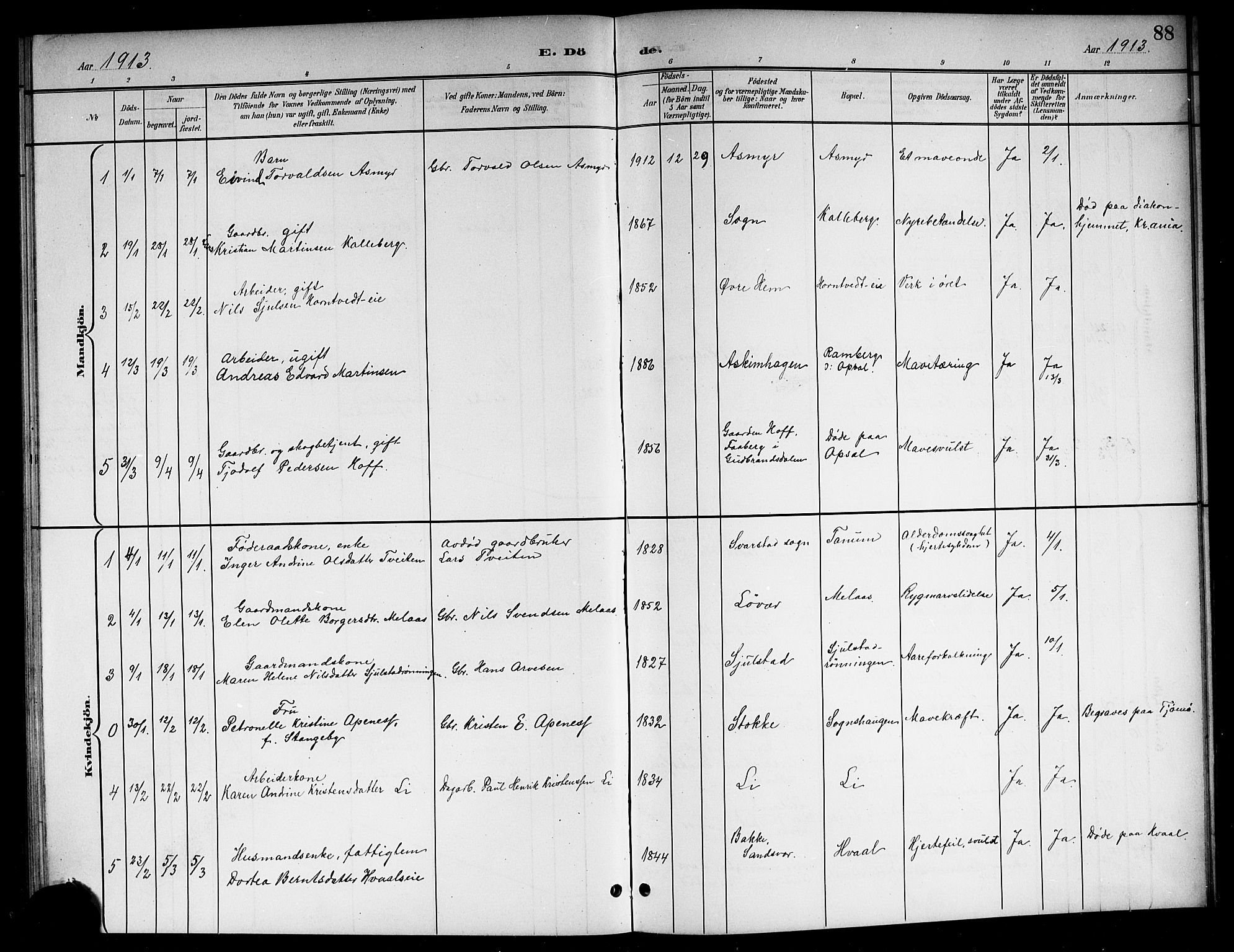 Lardal kirkebøker, SAKO/A-350/G/Ga/L0002: Parish register (copy) no. I 2, 1901-1916, p. 88