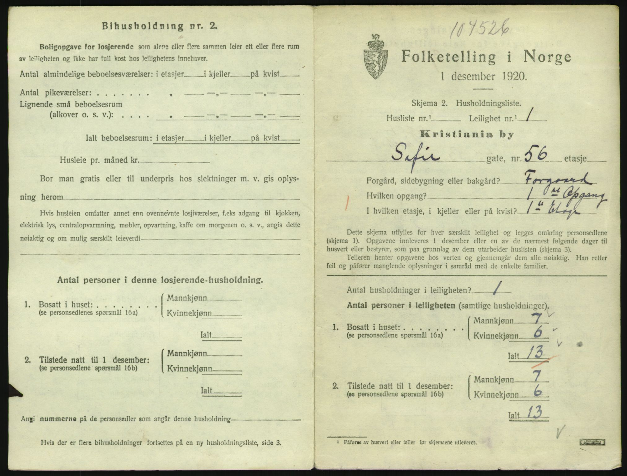 SAO, 1920 census for Kristiania, 1920, p. 99283