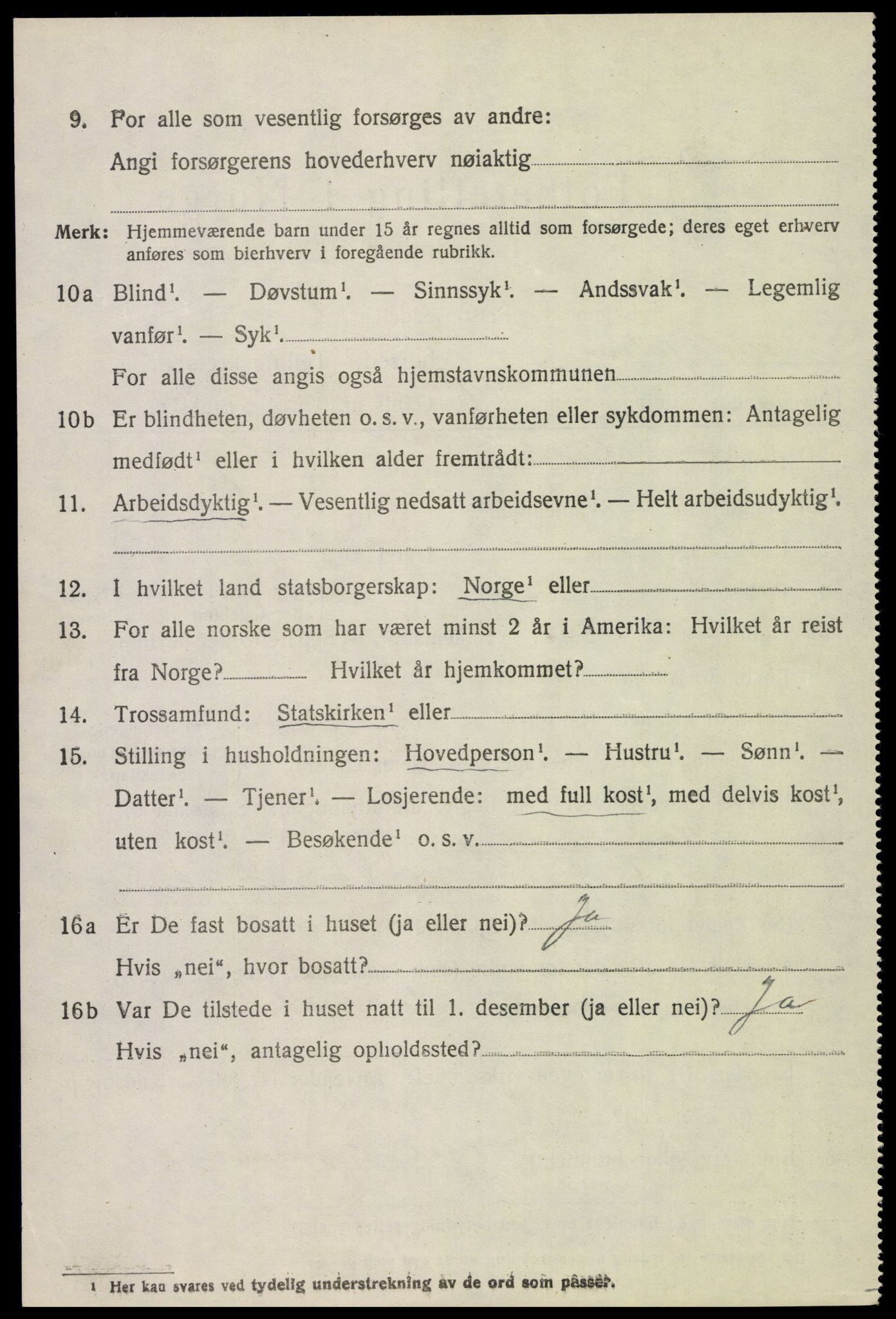 SAH, 1920 census for Vestre Toten, 1920, p. 7287