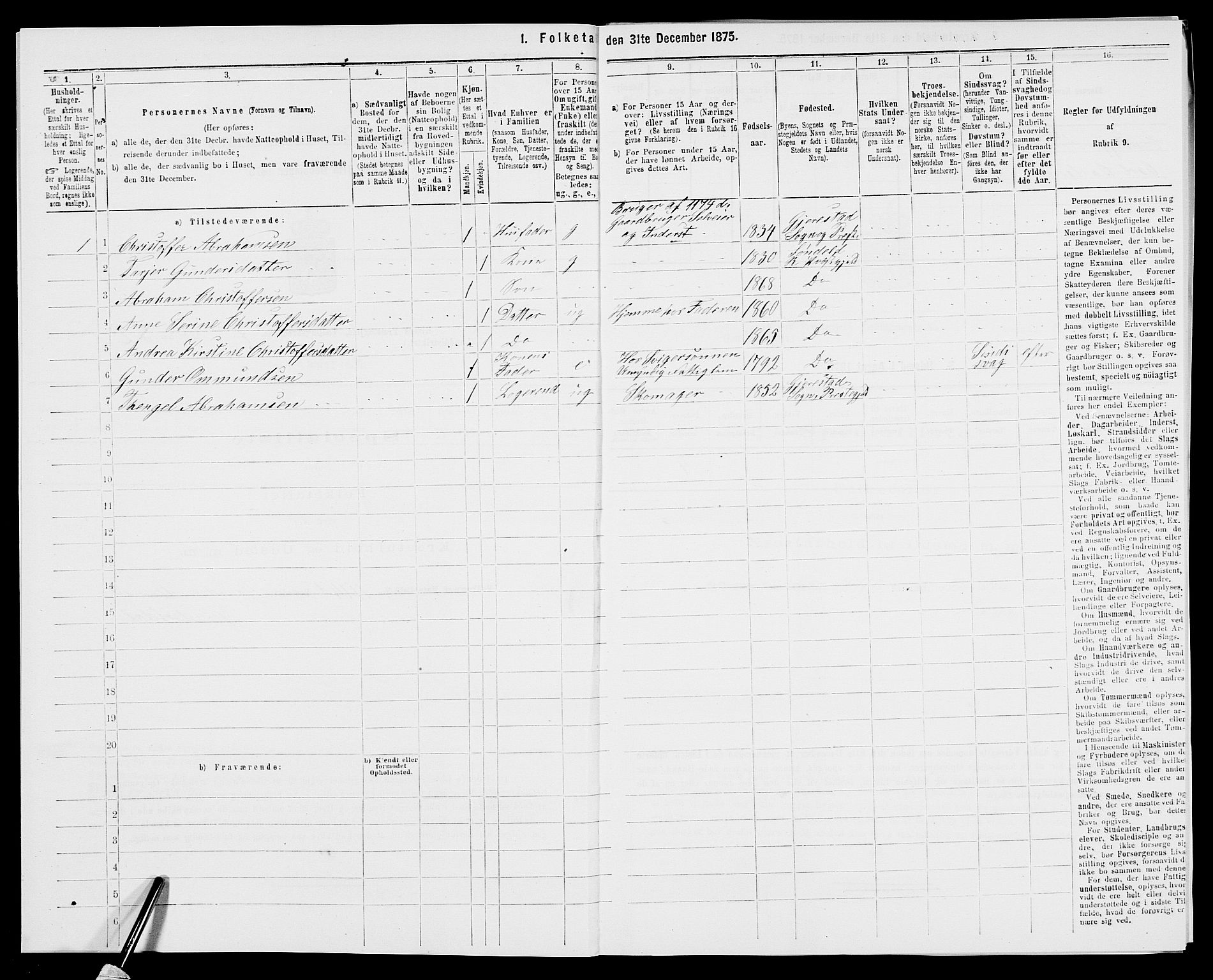 SAK, 1875 census for 0913L Risør/Søndeled, 1875, p. 1039