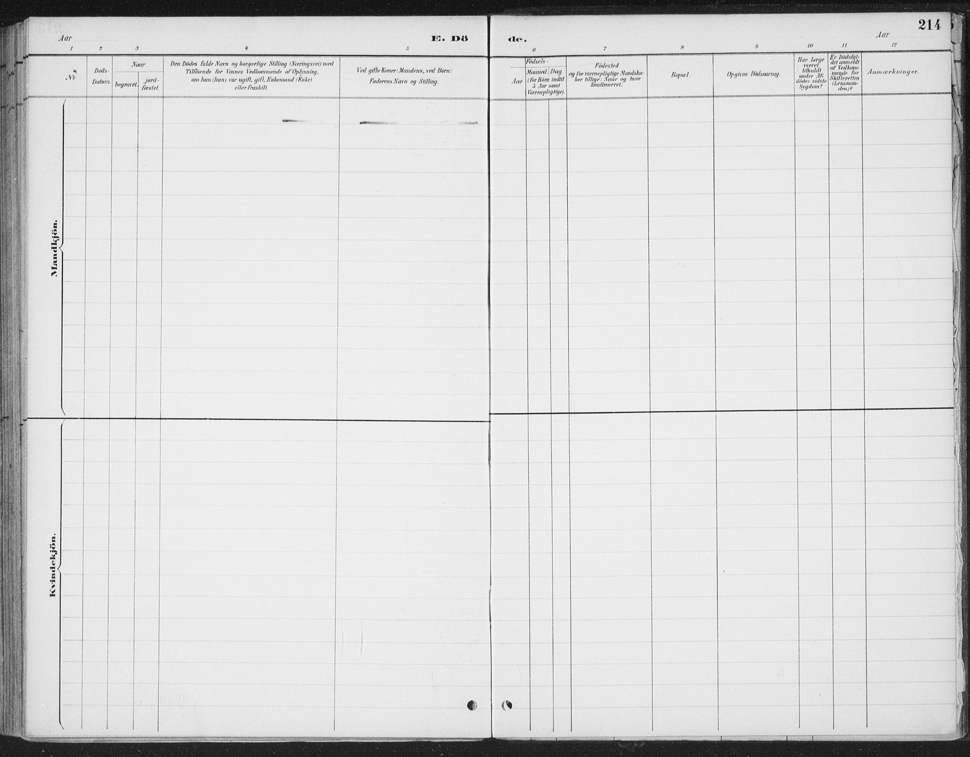 Romedal prestekontor, SAH/PREST-004/K/L0008: Parish register (official) no. 8, 1887-1905, p. 214