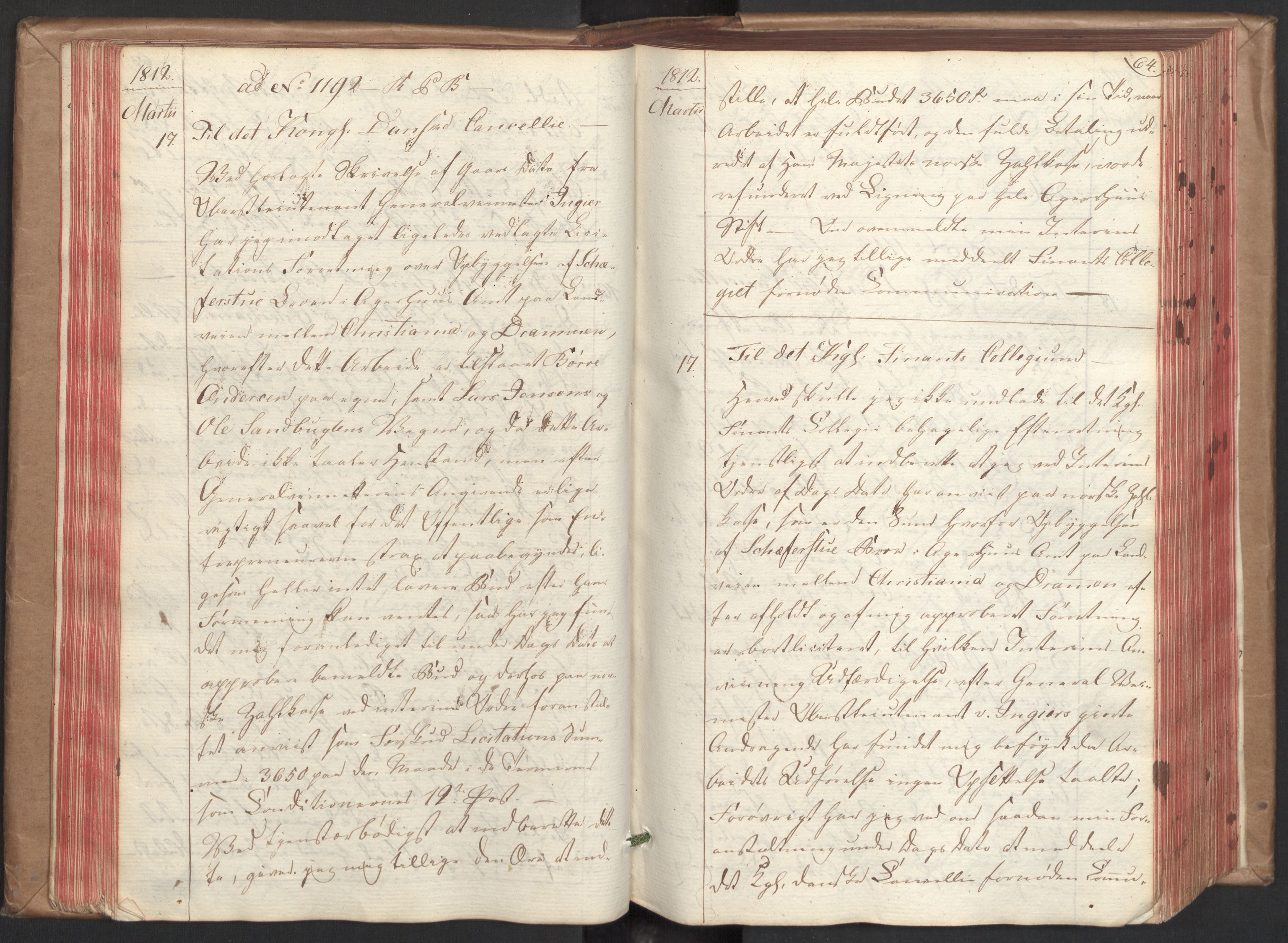 Stattholderembetet 1810-1814, 2. kontor (Kontor B), AV/RA-EA-5432/Ba/L0002: Kollegial korrespondanseprotokoll, 1811-1814, p. 63b-64a