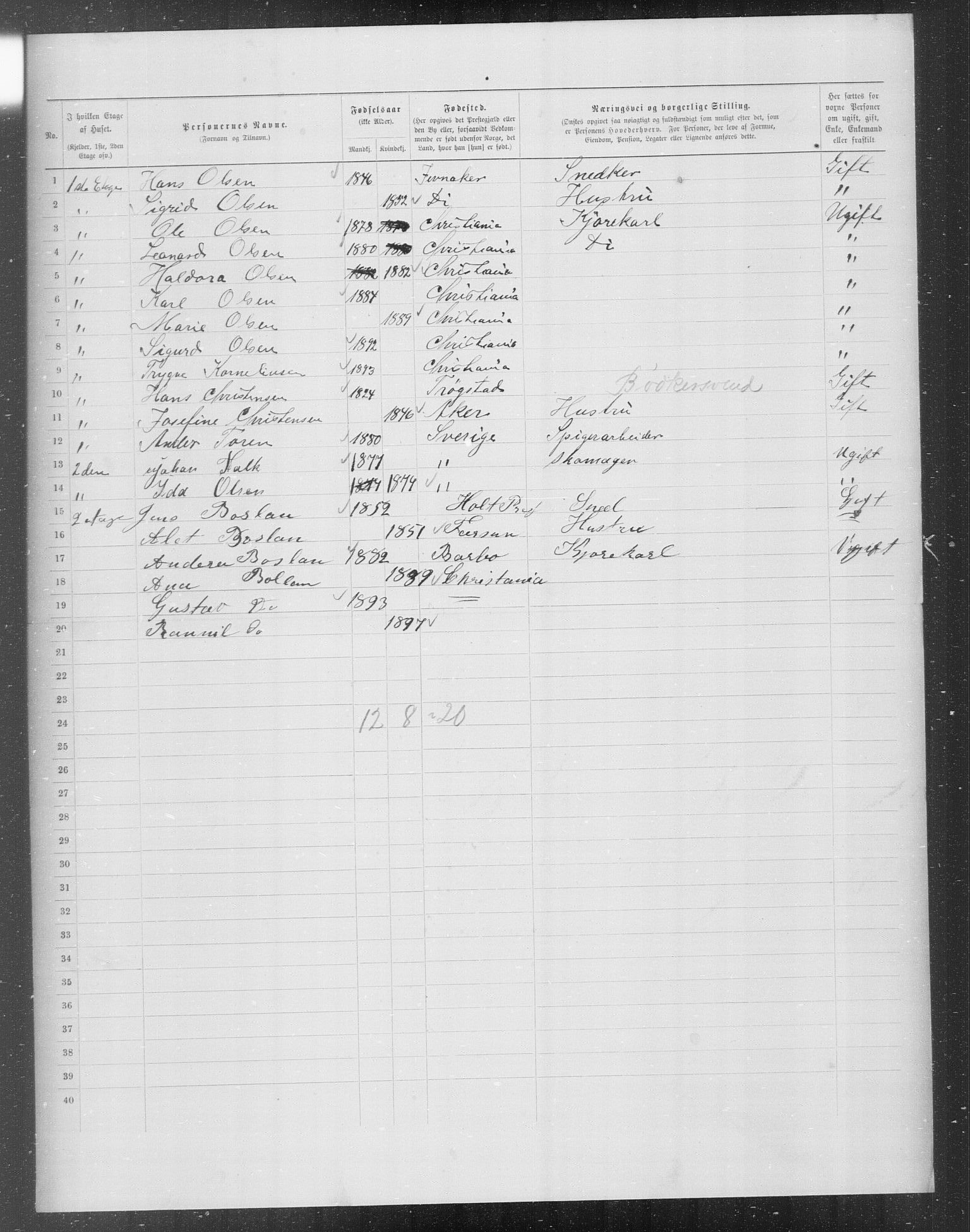 OBA, Municipal Census 1899 for Kristiania, 1899, p. 6922