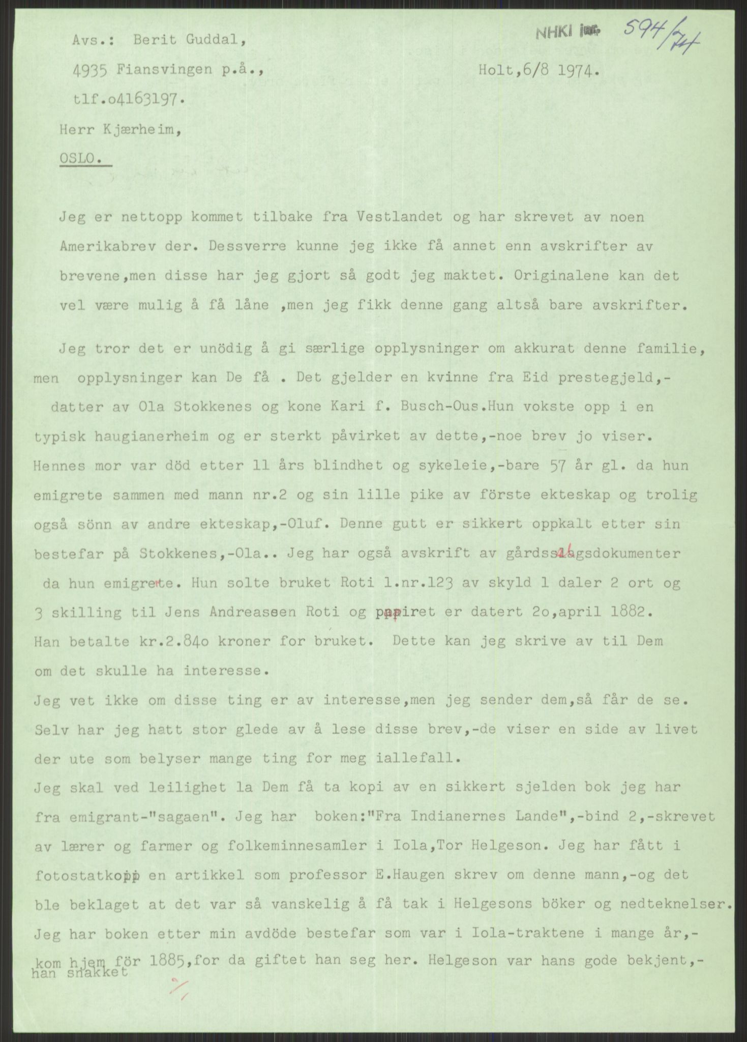 Samlinger til kildeutgivelse, Amerikabrevene, RA/EA-4057/F/L0033: Innlån fra Sogn og Fjordane. Innlån fra Møre og Romsdal, 1838-1914, p. 33