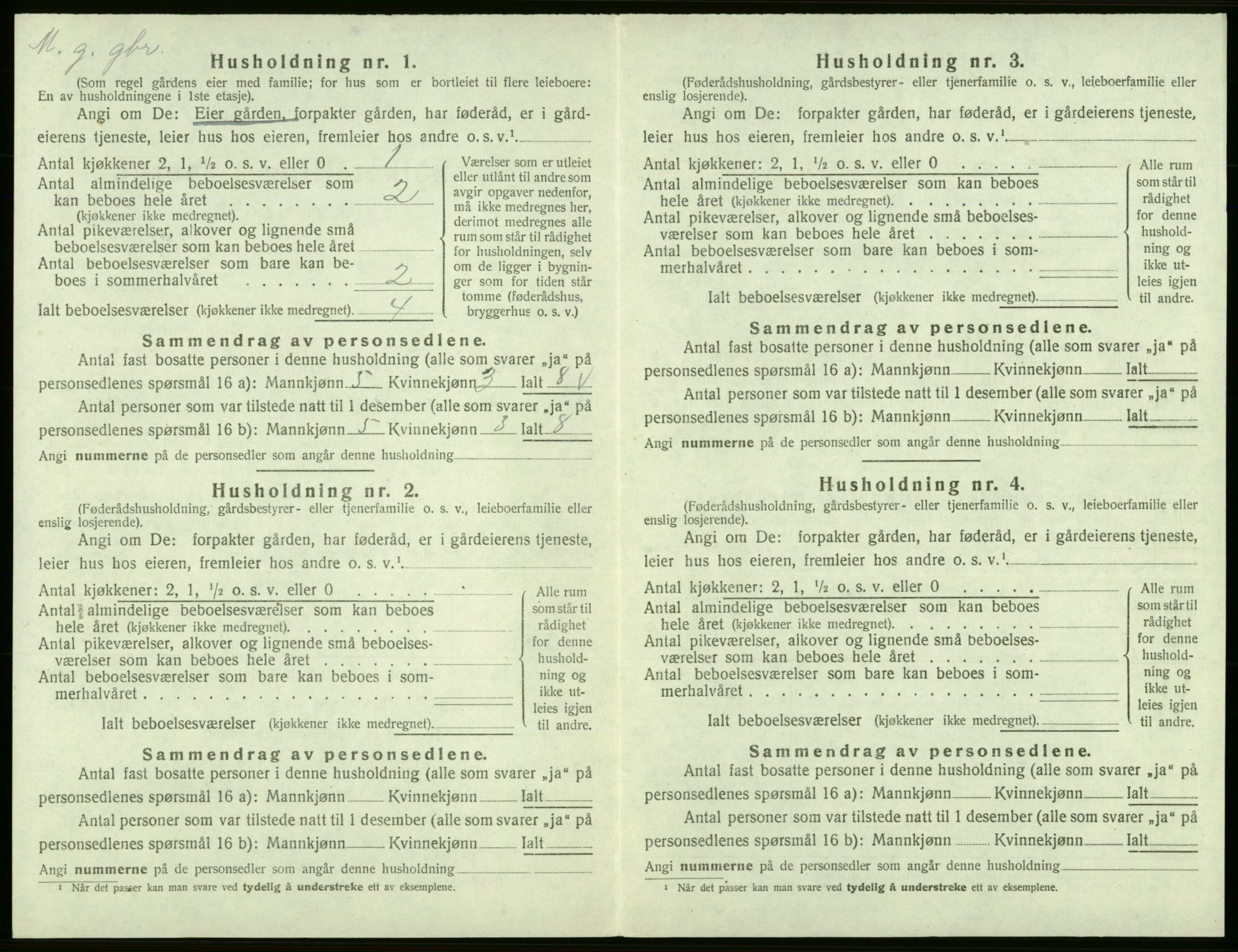 SAB, 1920 census for Jondal, 1920, p. 408