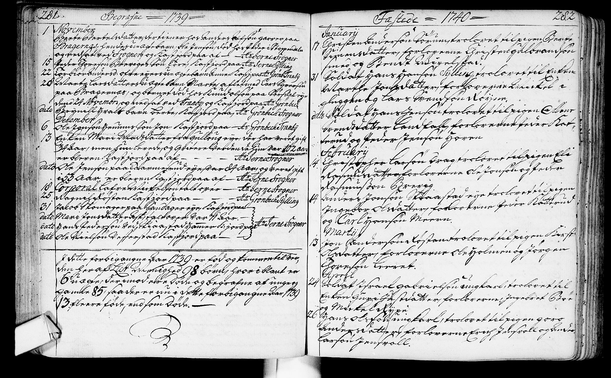 Lier kirkebøker, SAKO/A-230/F/Fa/L0003: Parish register (official) no. I 3, 1727-1748, p. 281-282