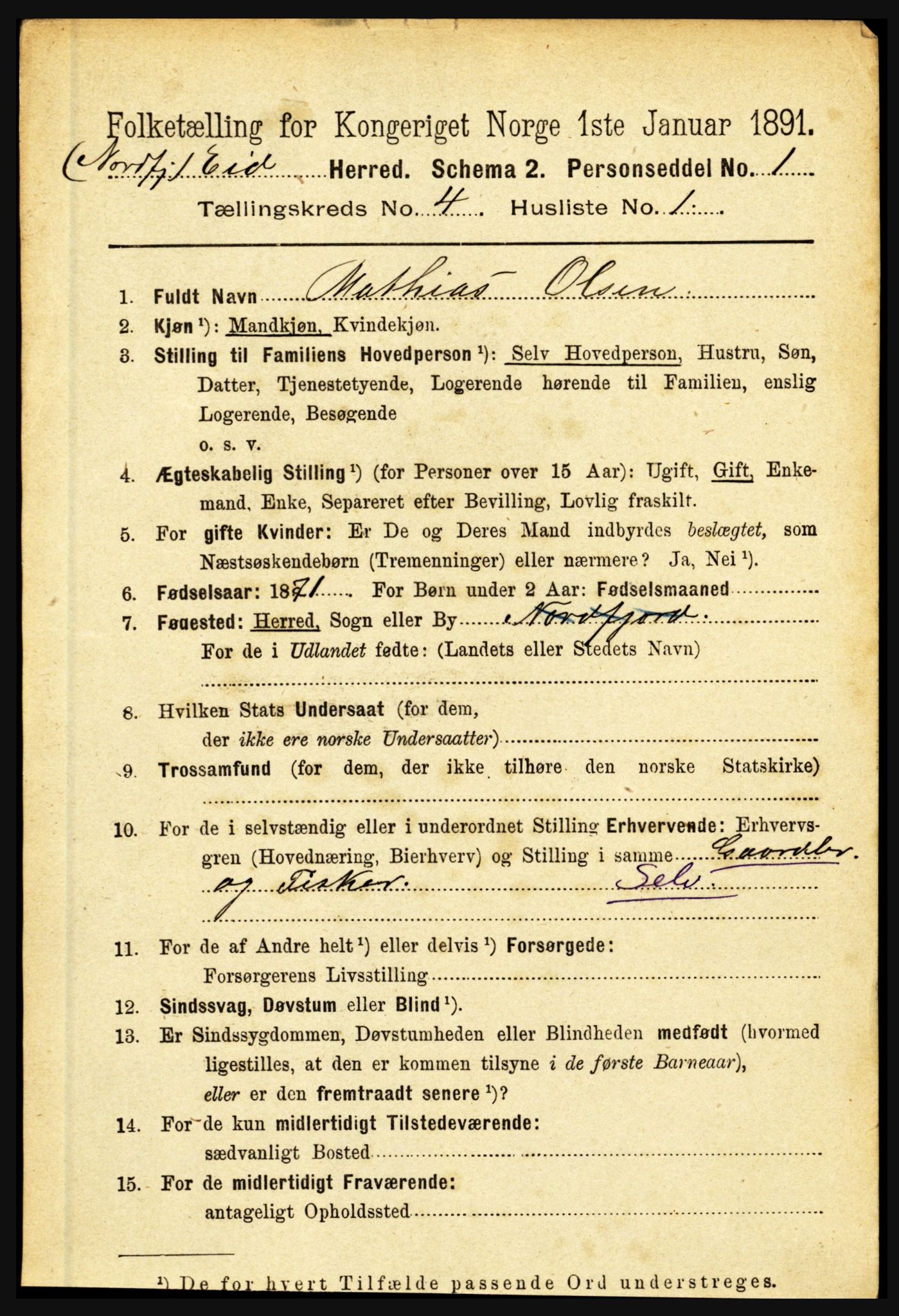 RA, 1891 census for 1443 Eid, 1891, p. 875