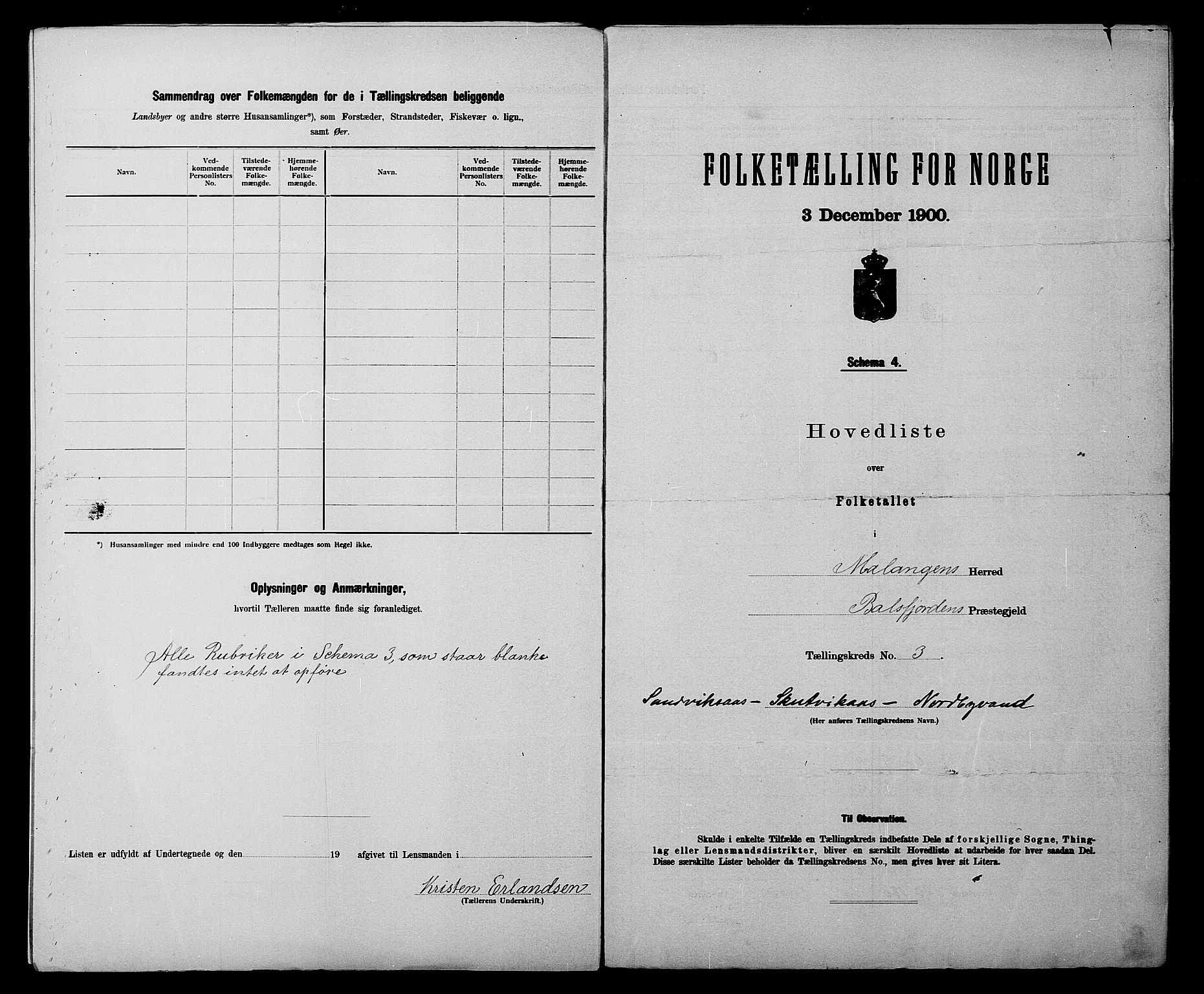 SATØ, 1900 census for Malangen, 1900, p. 8