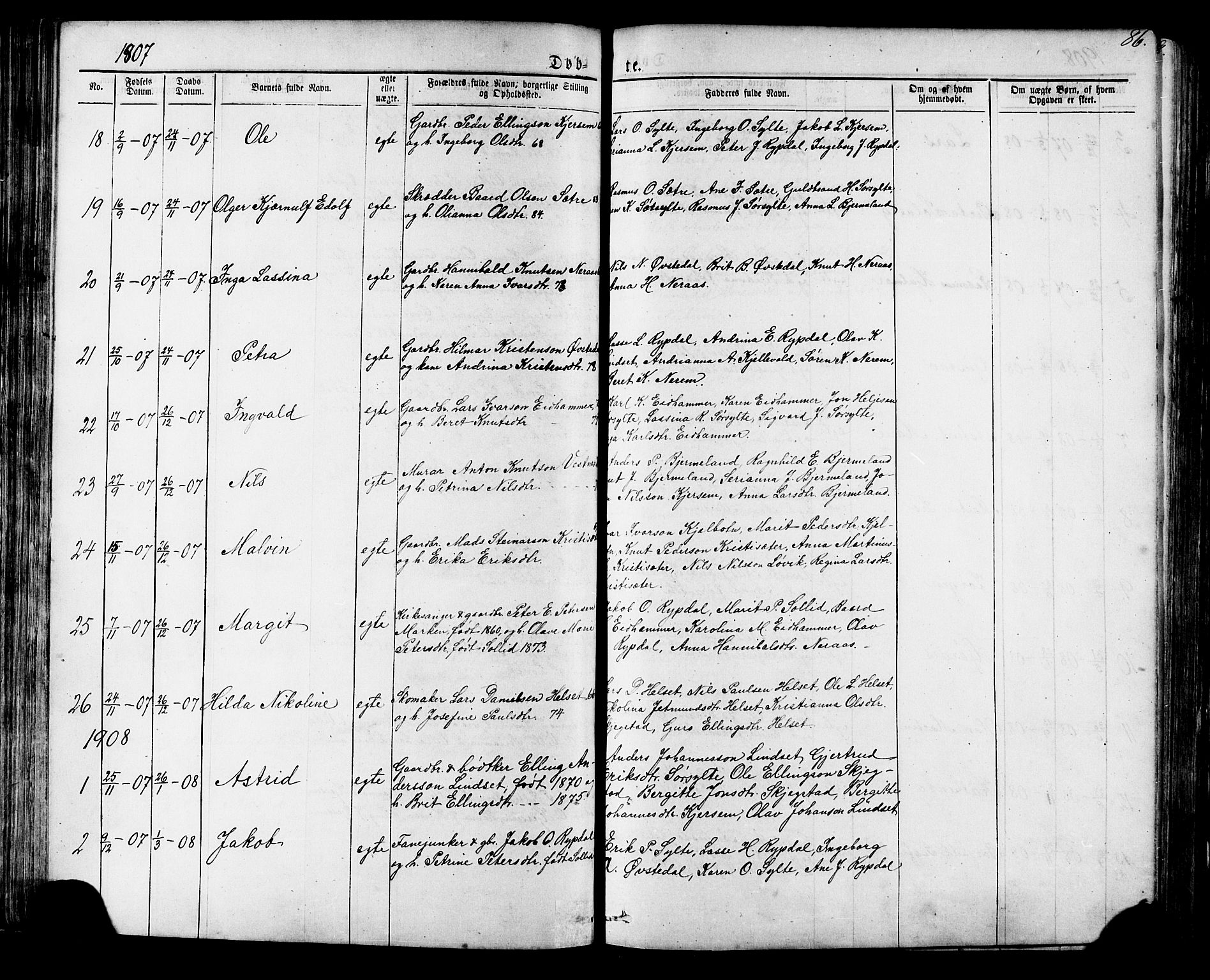 Ministerialprotokoller, klokkerbøker og fødselsregistre - Møre og Romsdal, SAT/A-1454/541/L0547: Parish register (copy) no. 541C02, 1867-1921, p. 86