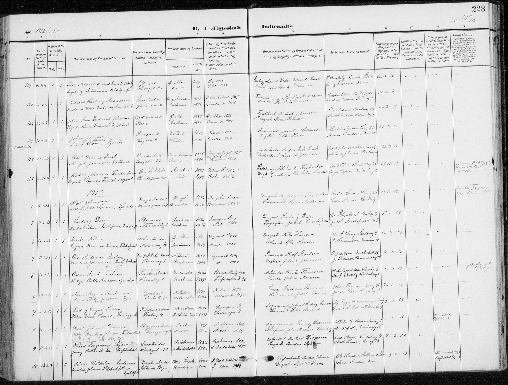Kampen prestekontor Kirkebøker, SAO/A-10853/F/Fa/L0011: Parish register (official) no. I 11, 1907-1917, p. 228
