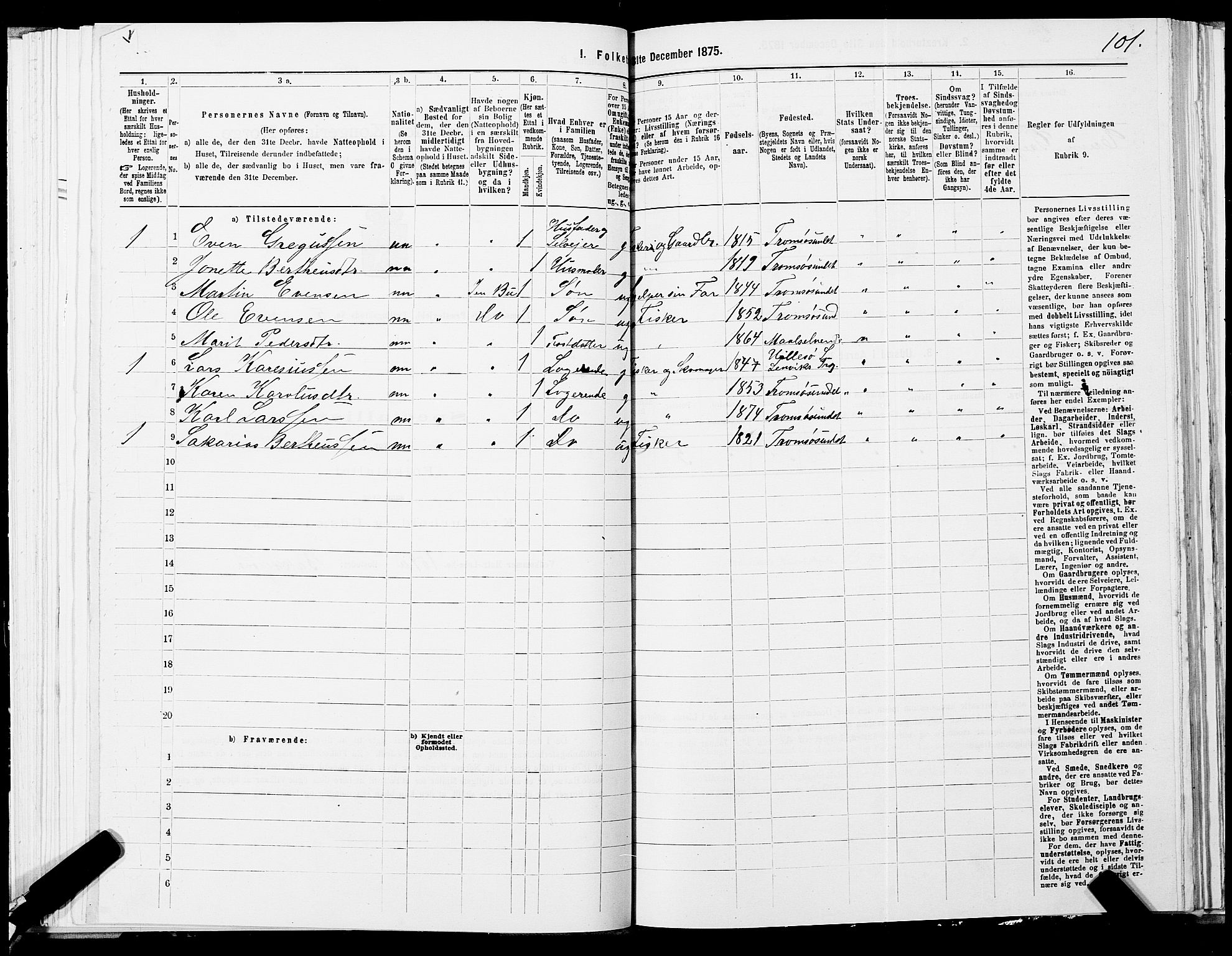 SATØ, 1875 census for 1934P Tromsøysund, 1875, p. 3101