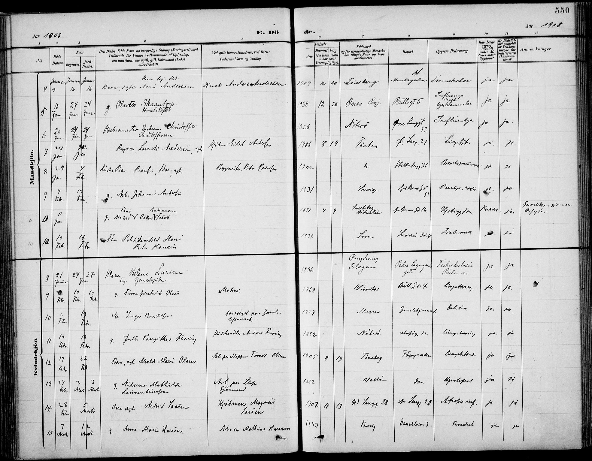 Tønsberg kirkebøker, AV/SAKO-A-330/F/Fa/L0013: Parish register (official) no. I 13, 1900-1913, p. 550